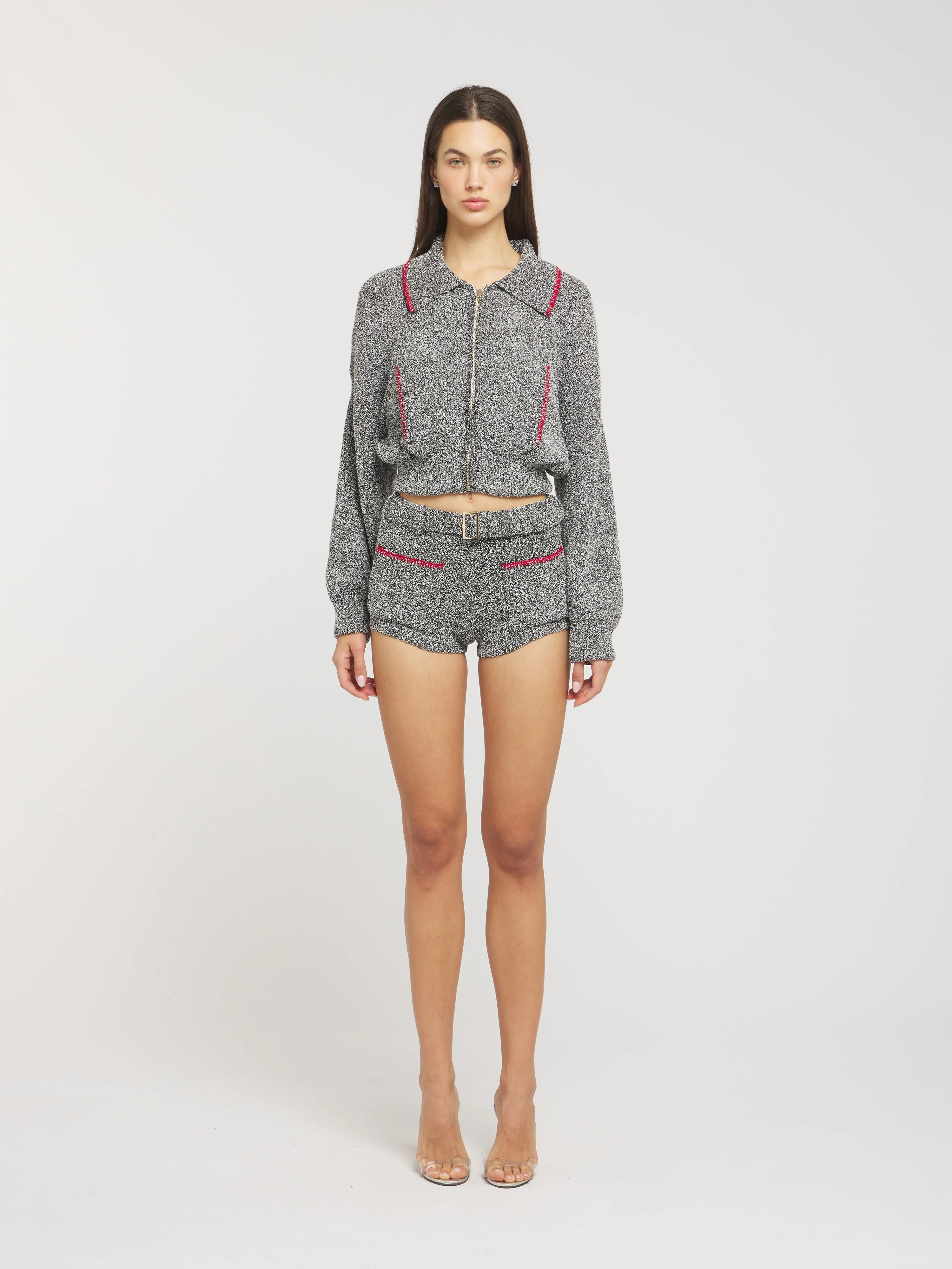 Cara Knitted Short | Black Melange - Image 2