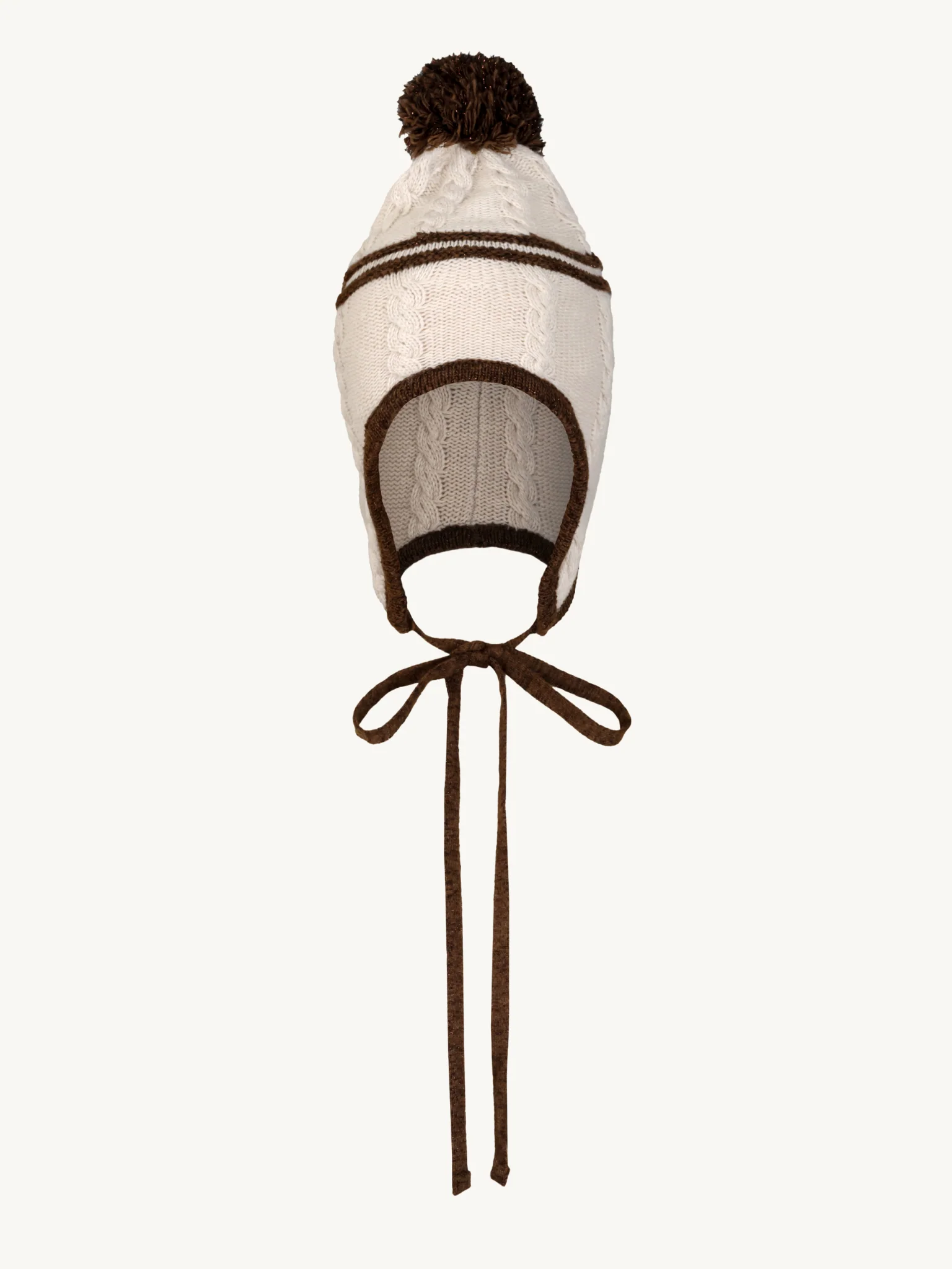 Elsa Cable Beanie | Ecru/Cabin Brown