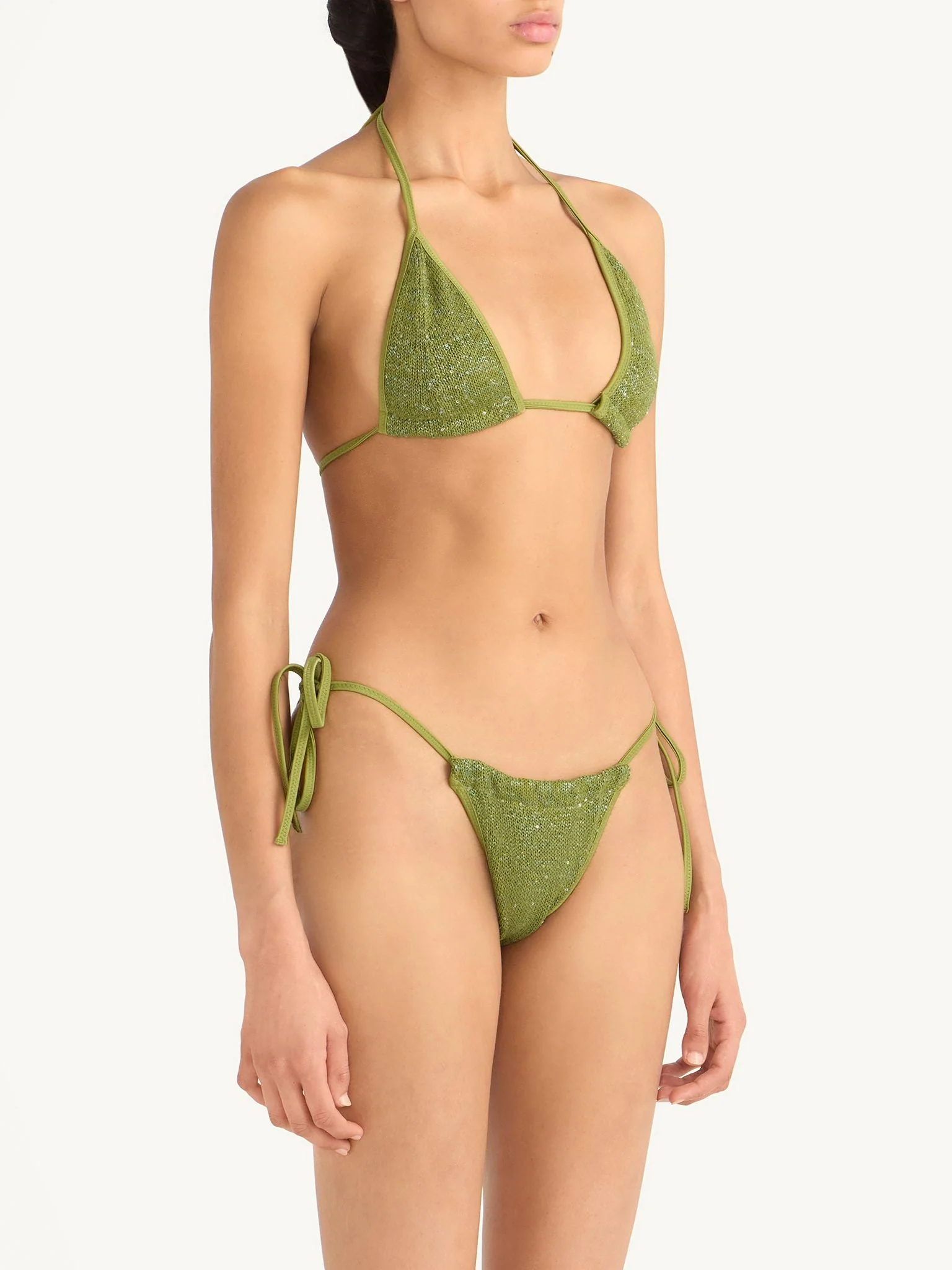 Lio Bikini Bottom | Olive Oil Sequin - Image 4
