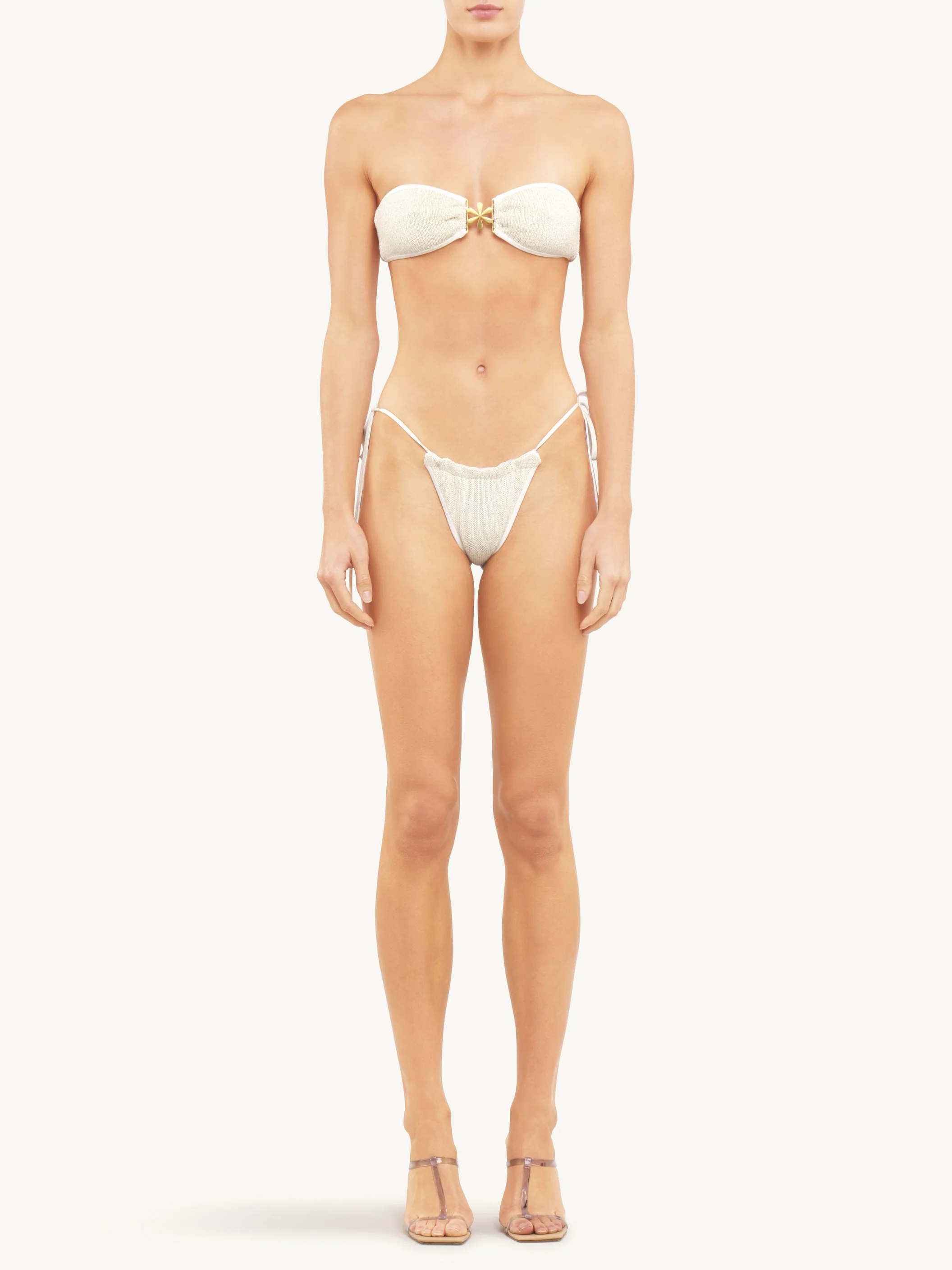 Mia Knitted String Bikini Bottom | Ivory Sequin - Image 2