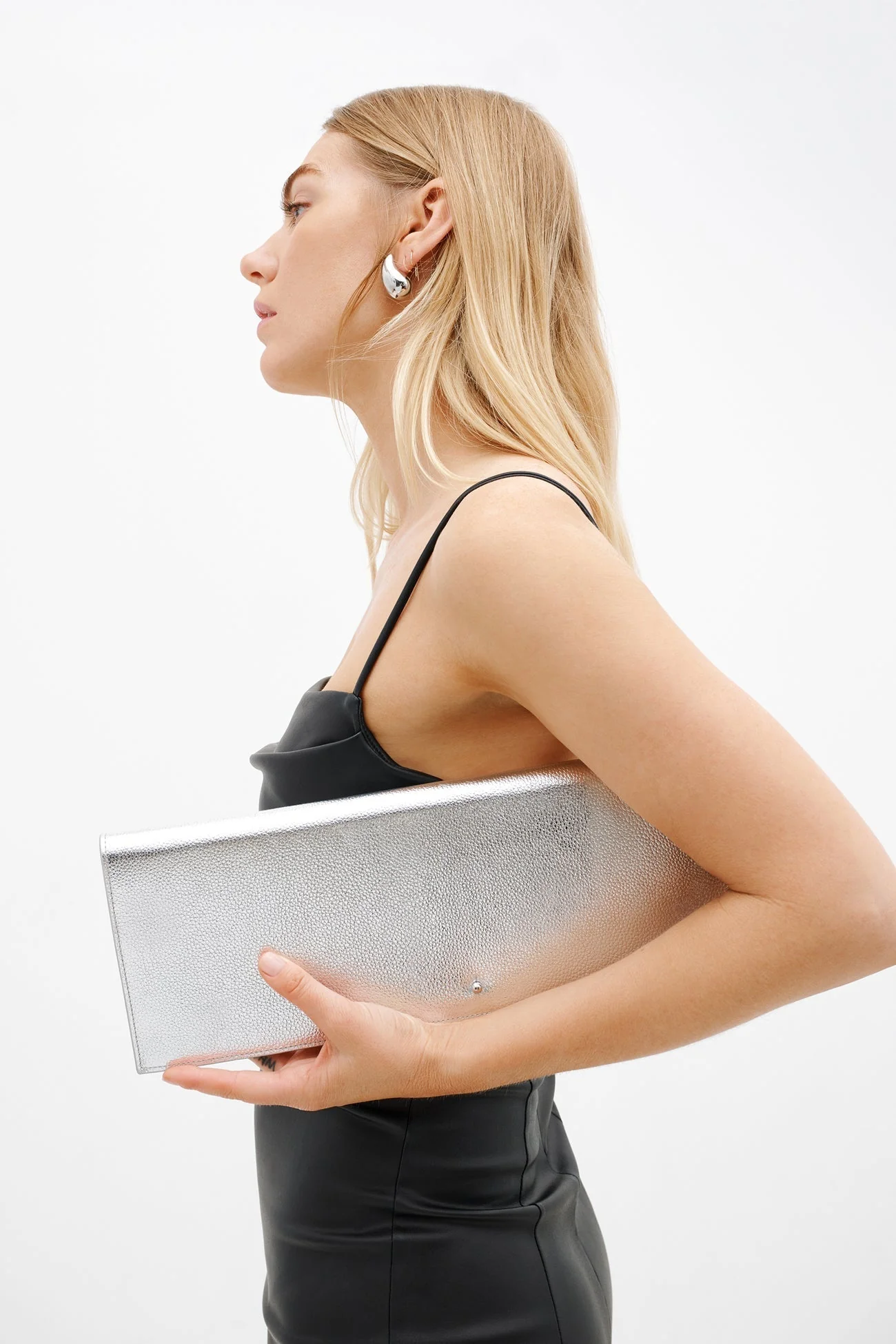 Belle Leather Clutch | Disco Pebble