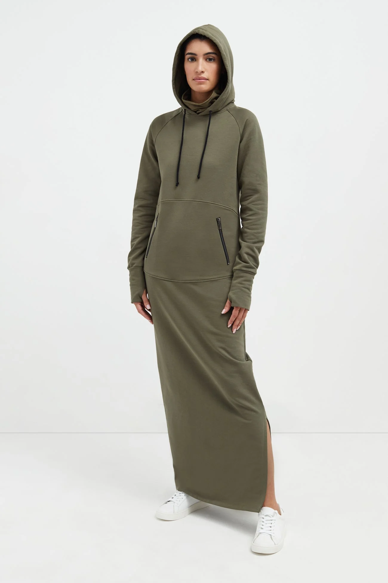Elba Sweatshirt Dress | Olive - Image 3