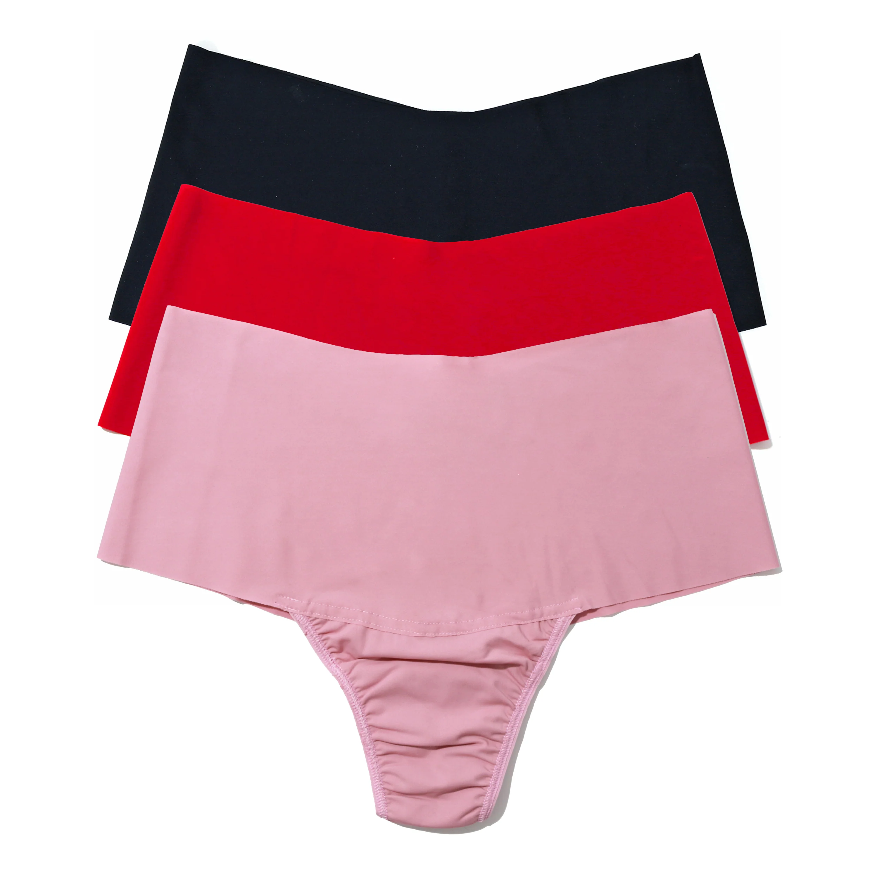 3-Pack Breathesoft Hi-Rise Thong | Black/Crimson/Provence Pink