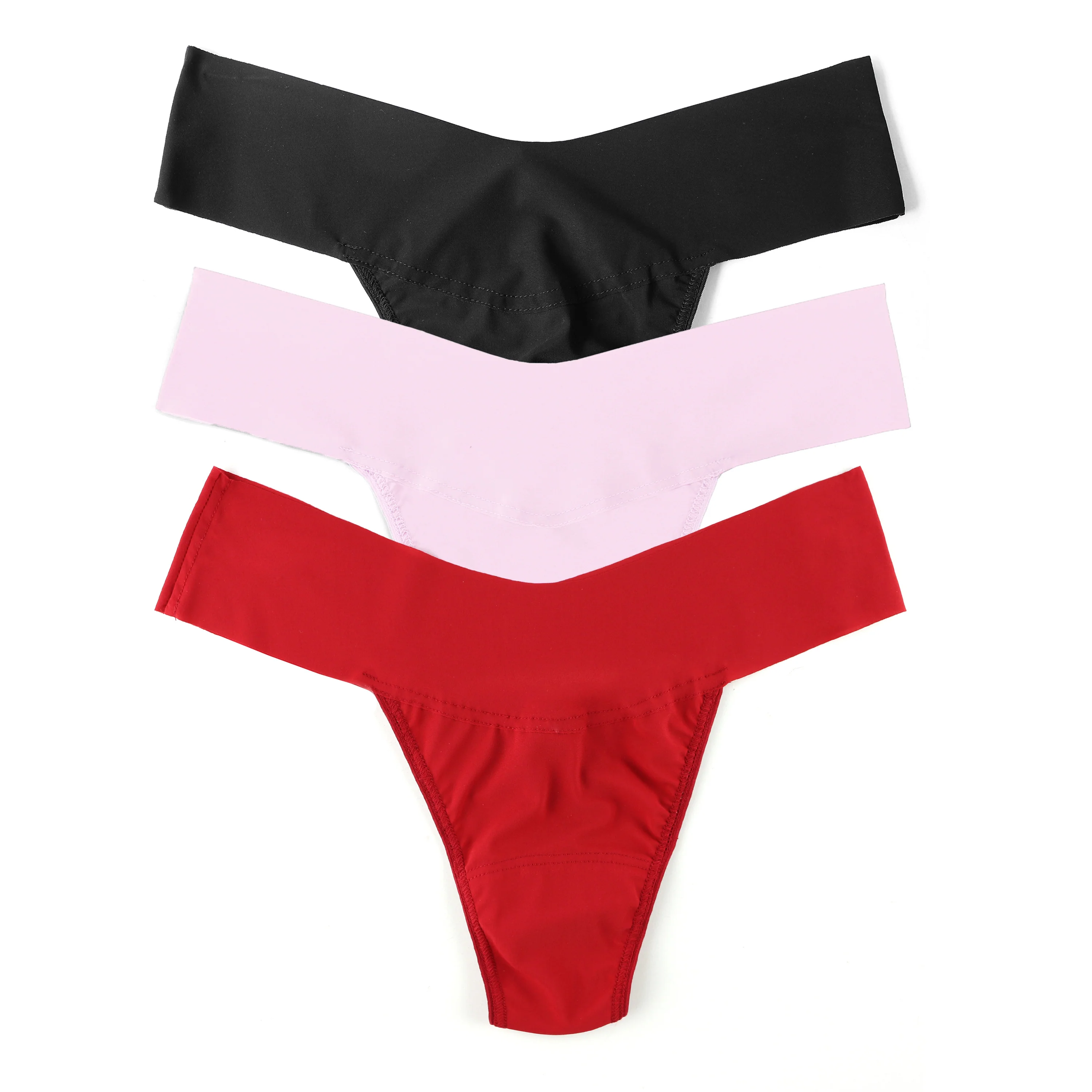 3-Pack Breathesoft Natural Rise Thong | Black, Bliss Pink, Crimson