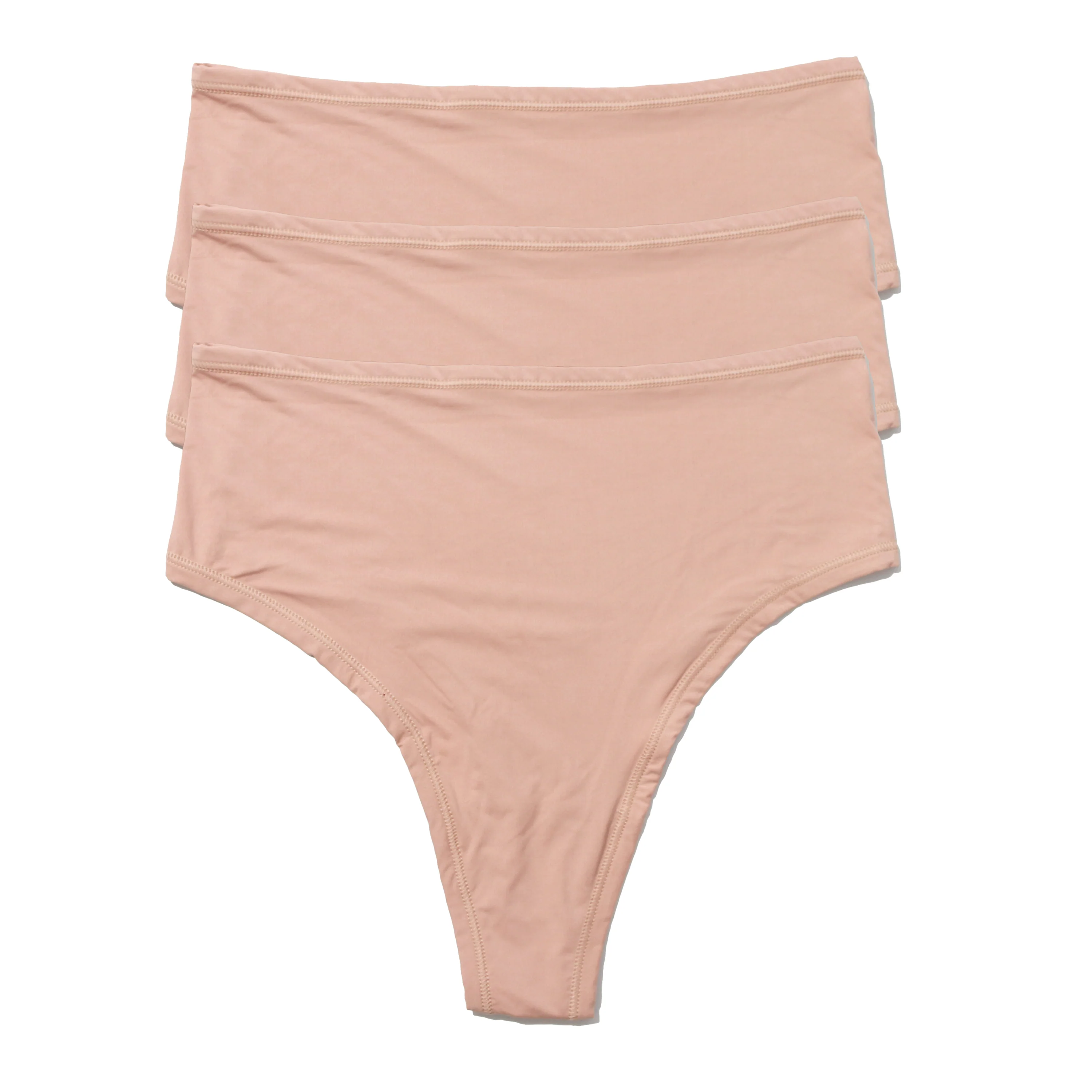 3-Pack Your Fit High Cut Thong | Almond Milk (Brown)