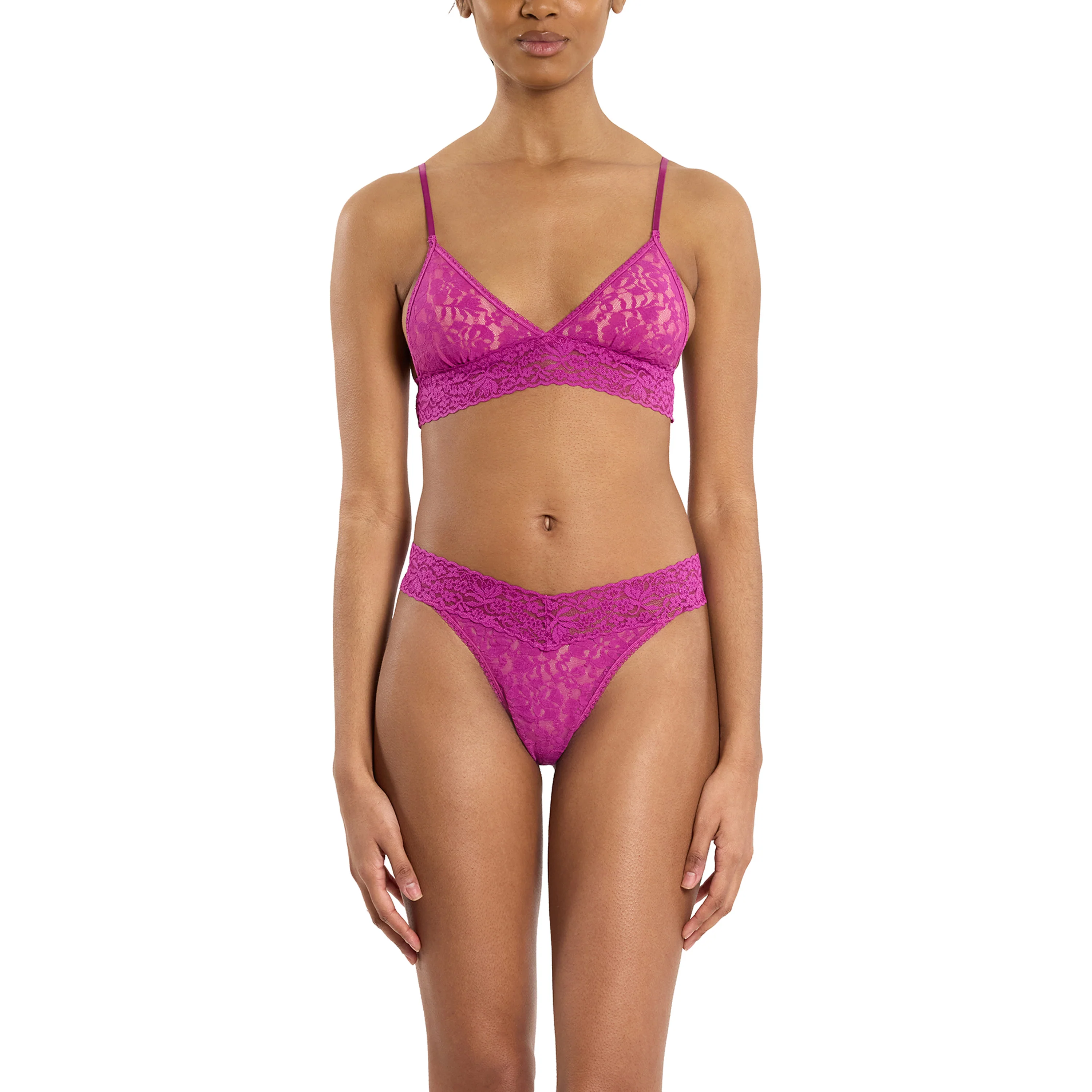 Flora Lace Original Rise Thong | Picking Plums (Pink) - Image 16
