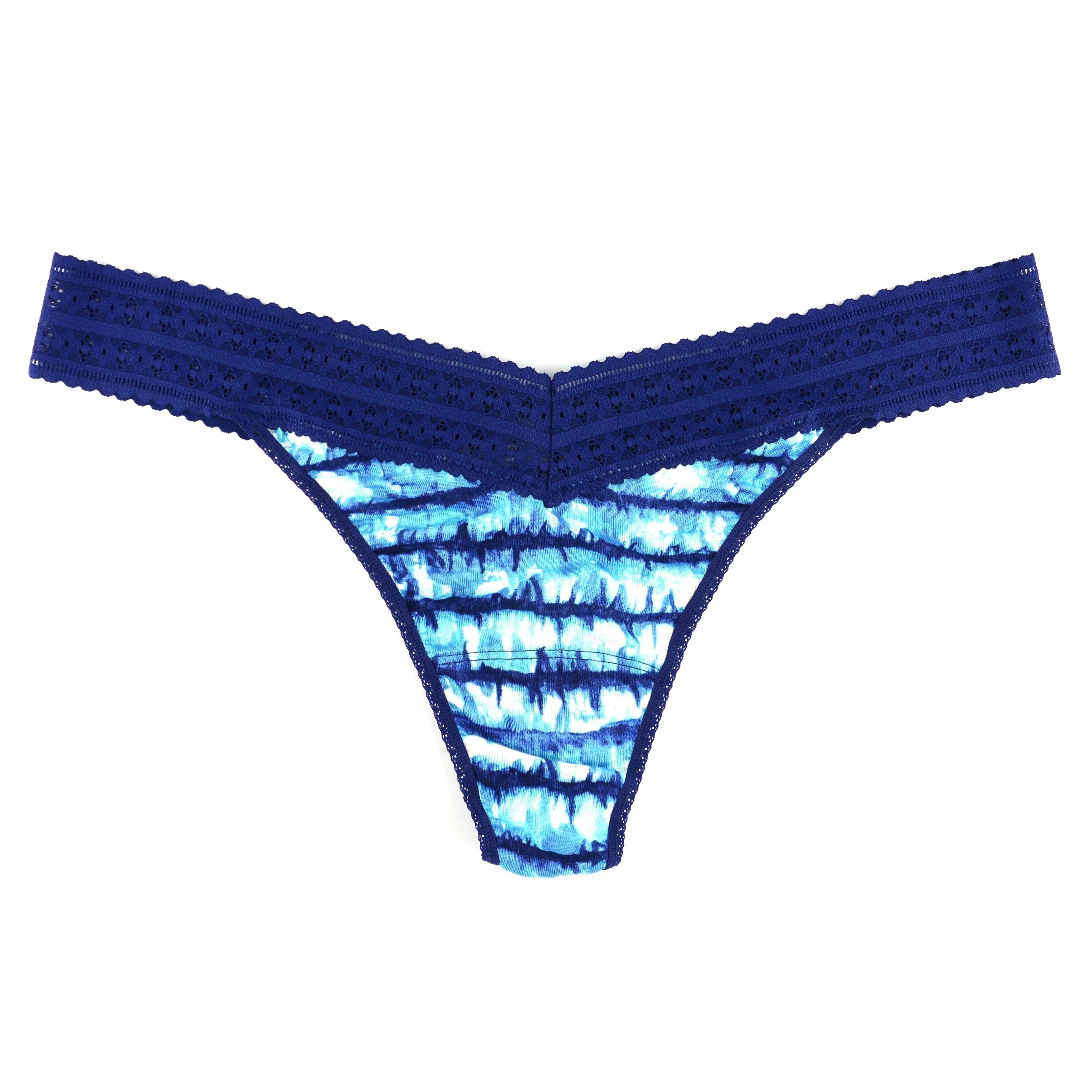 Plus Size DreamEase Modal Original Rise Thong | Indigo Stripe - Image 2