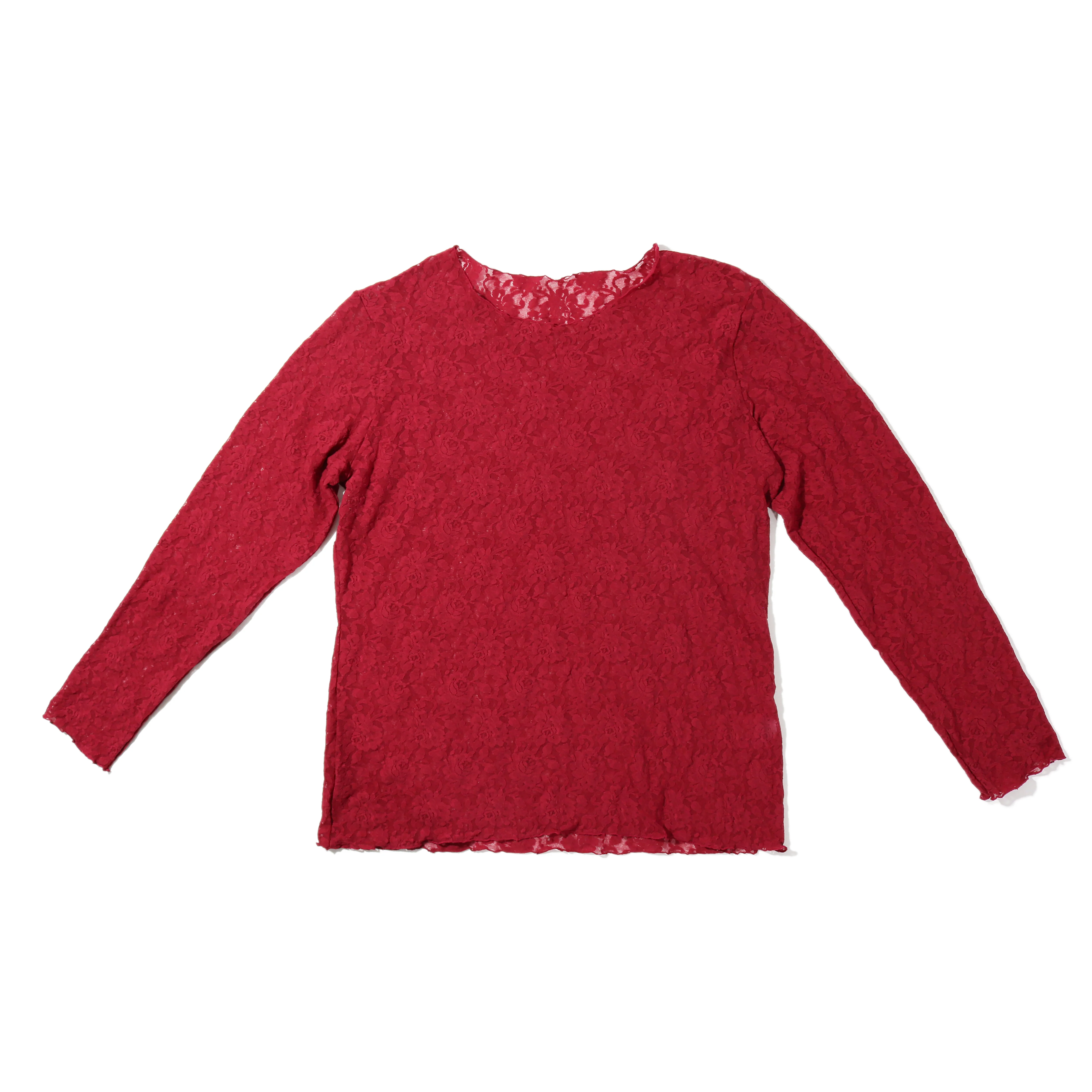 Plus Size Signature Lace Long Sleeve Top | Wild Berries (Red)