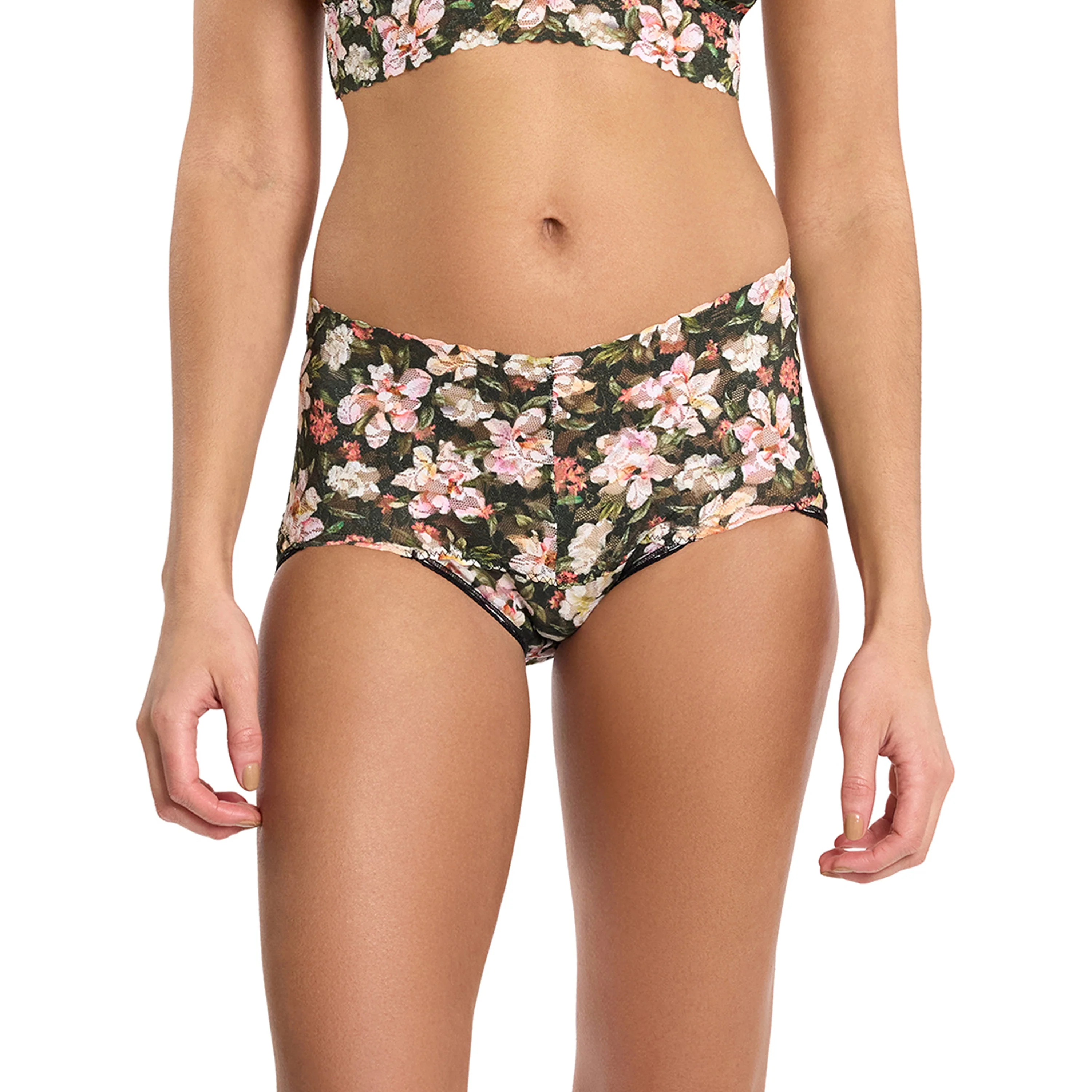 Retro Lace V-Kini | Dark Room Blooms (Black) - Image 2