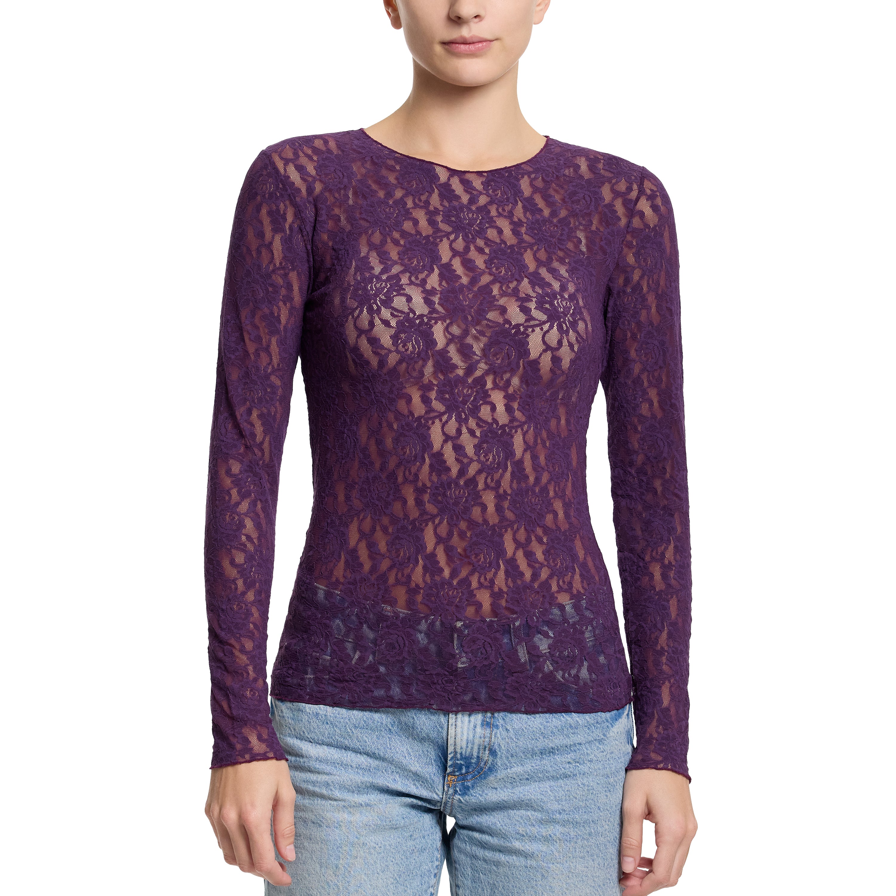 Signature Lace Long Sleeve Top | Stone Fruit (Purple) - Image 3