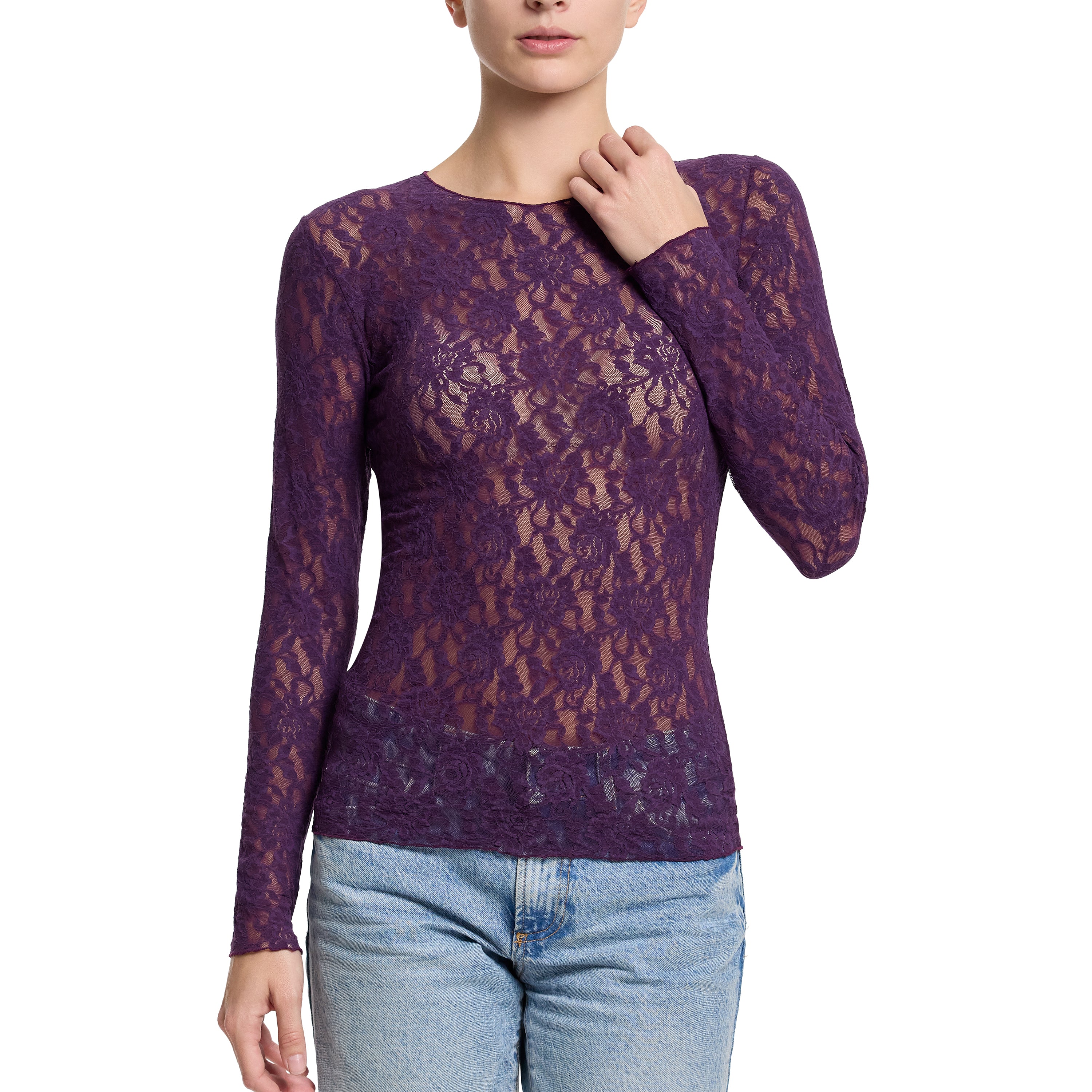 Signature Lace Long Sleeve Top | Stone Fruit (Purple) - Image 4