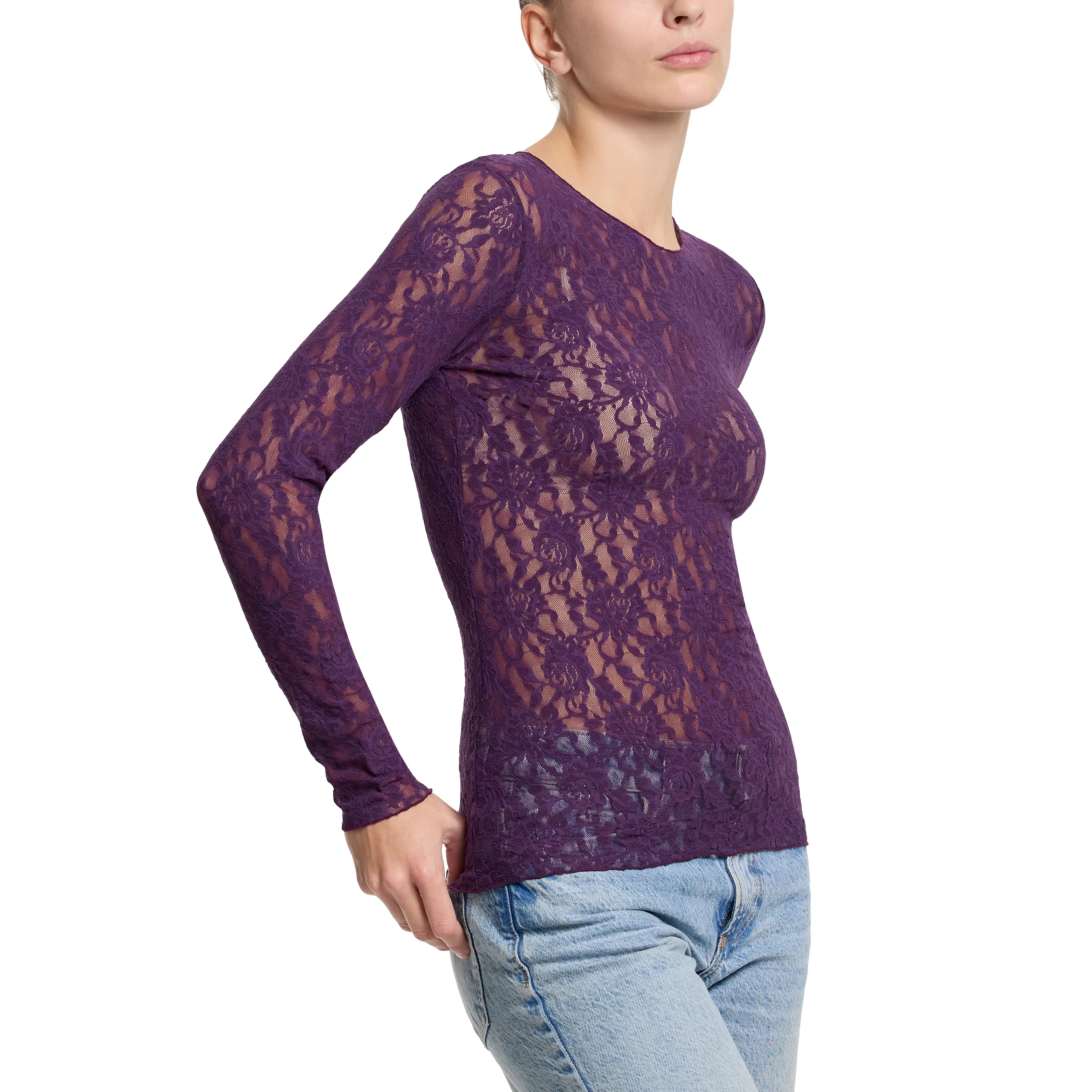 Signature Lace Long Sleeve Top | Stone Fruit (Purple) - Image 5