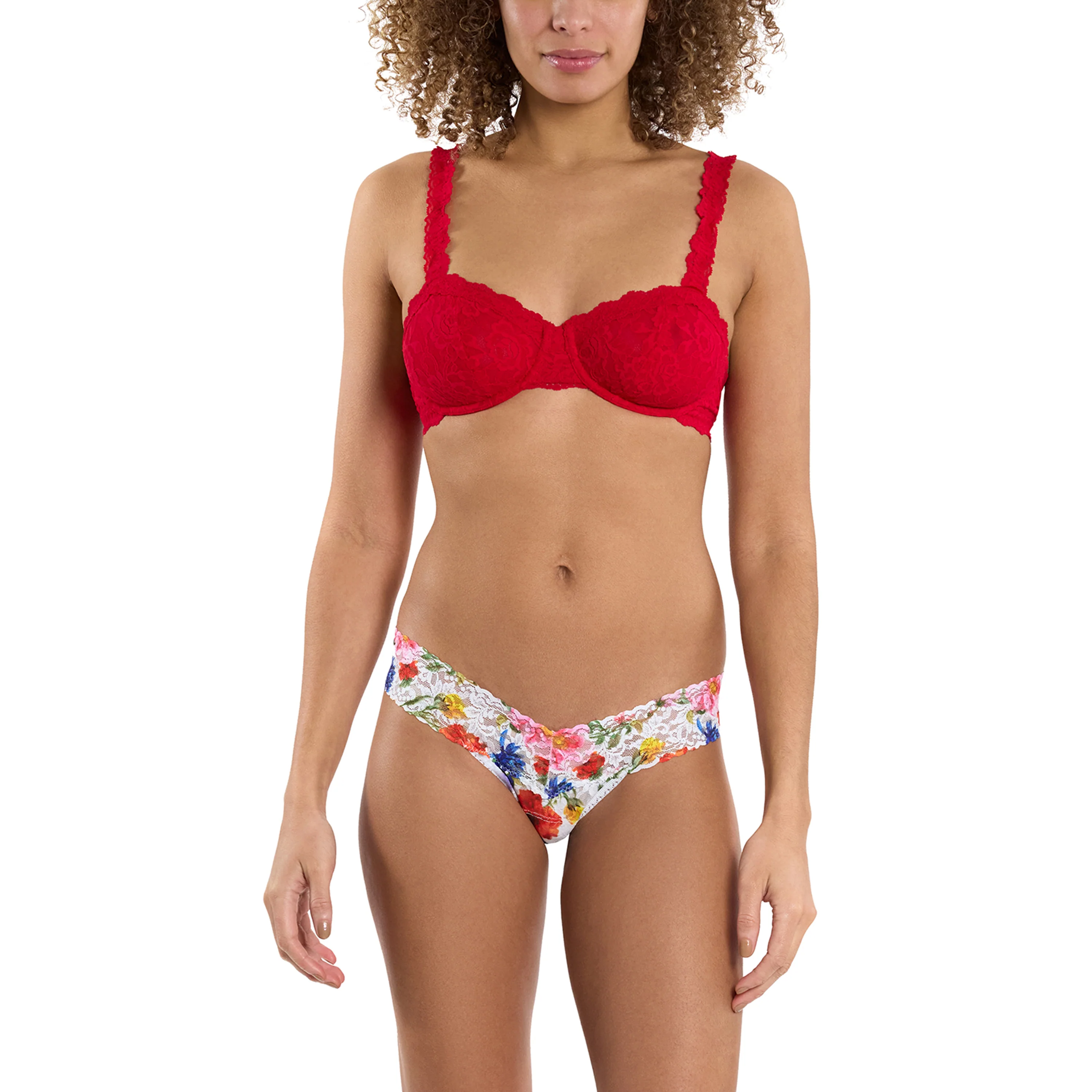 Signature Lace Low Rise Thong | Meadow Mix (White) - Image 2