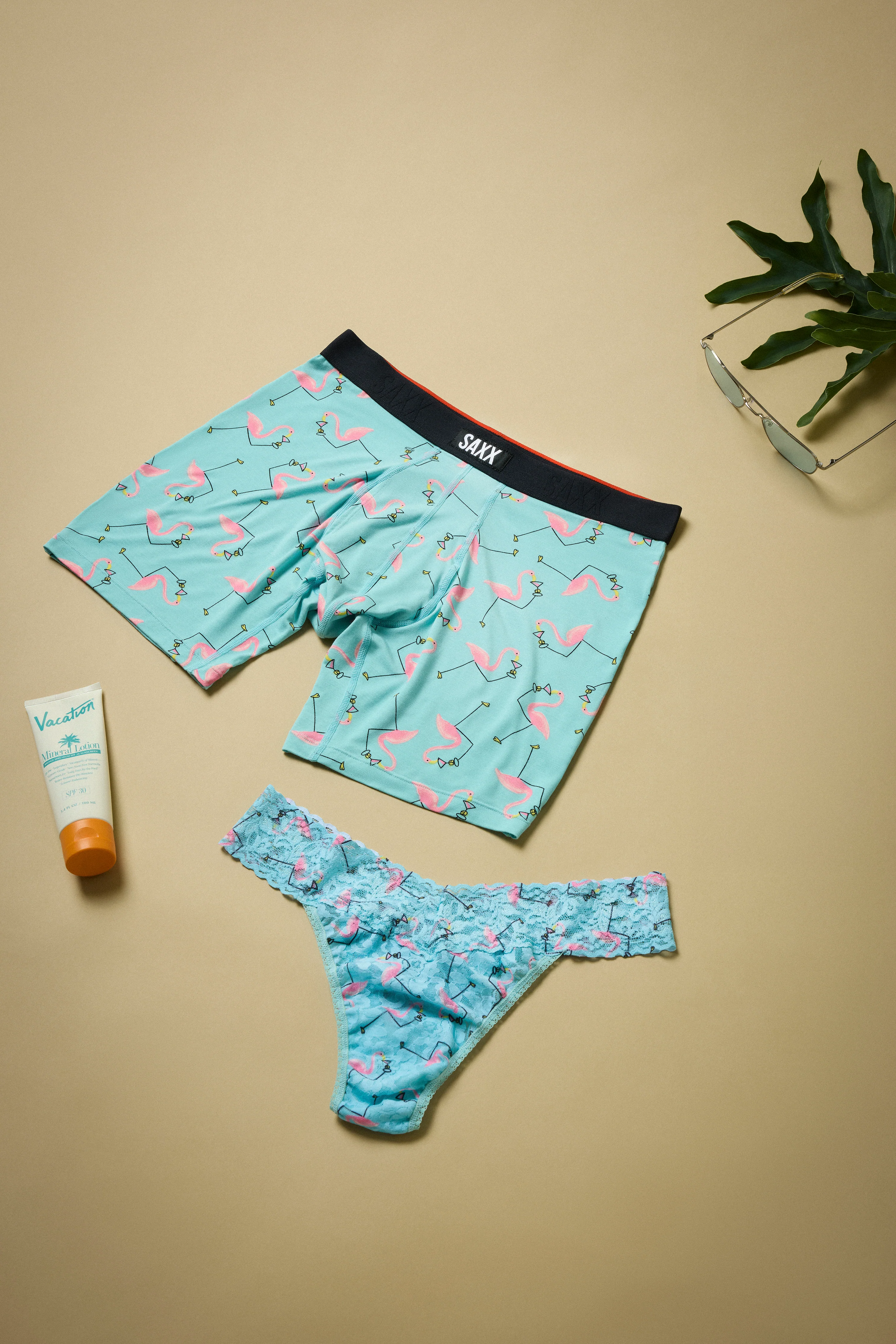 Signature Lace Original Rise Thong & Saxx Boxer Brief | Drinko Flamingo - Image 9