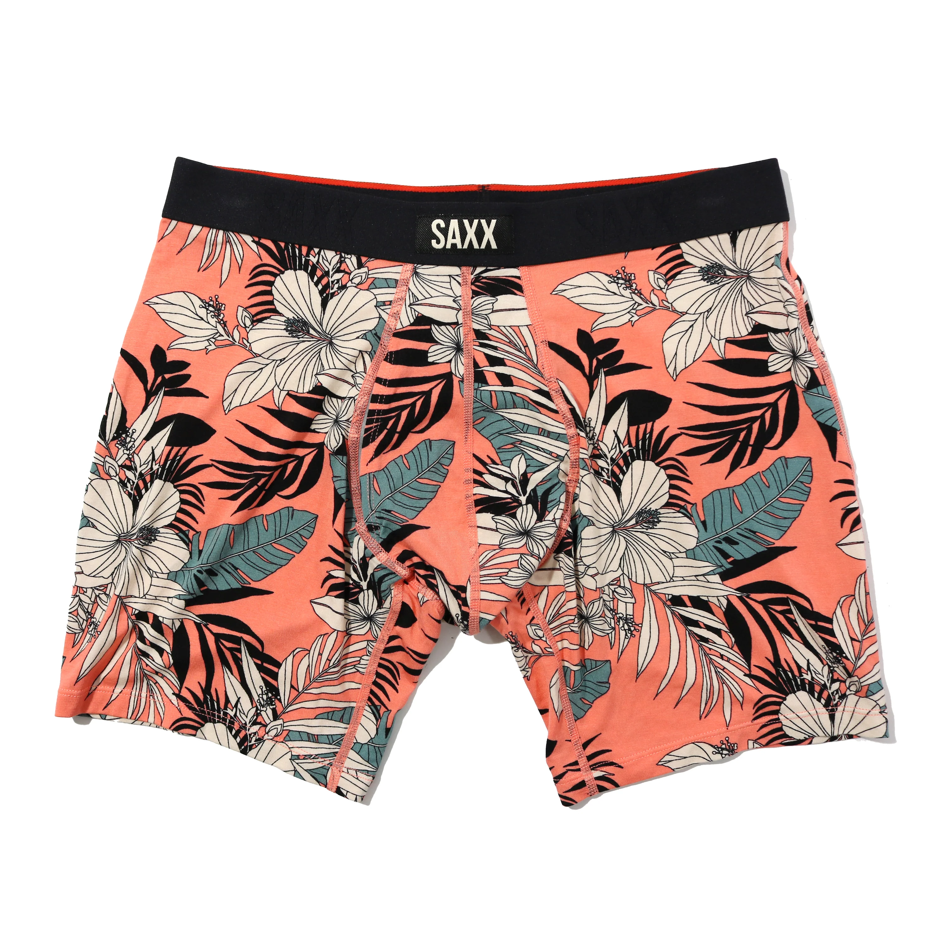 Signature Lace Original Rise Thong & Saxx Boxer Brief | Hibiscus Jungle-Coral - Image 3