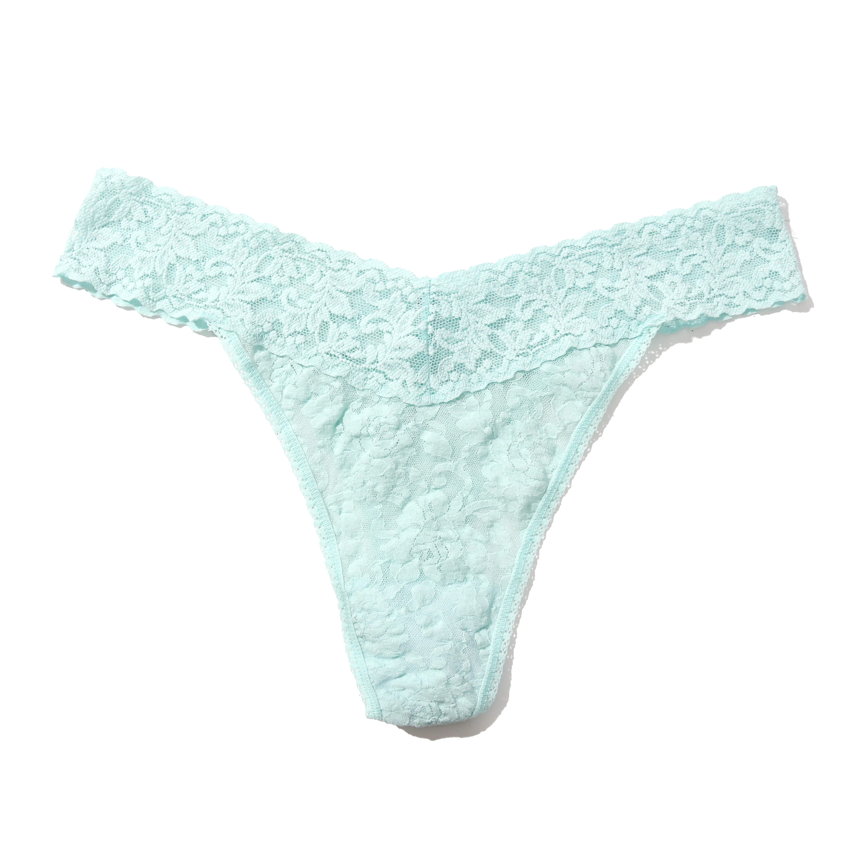 Signature Lace Original Rise Thong | Crystal Blue