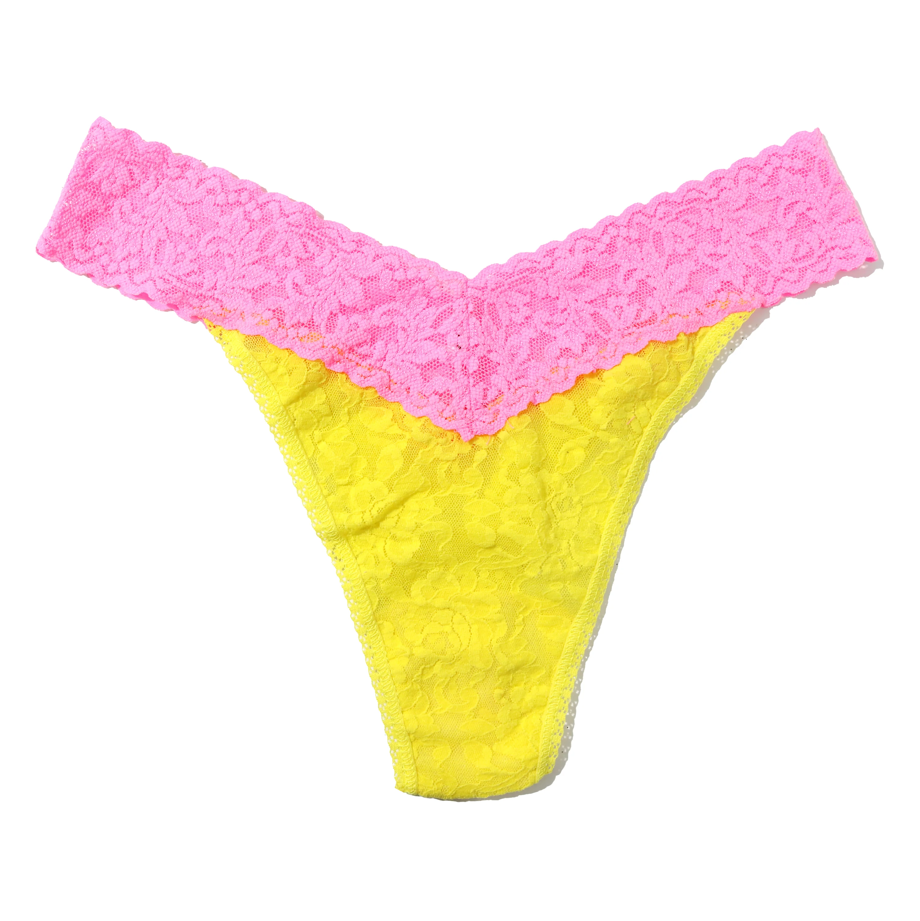 Signature Lace Original Rise Thong | Sunny Day/Glo Pink