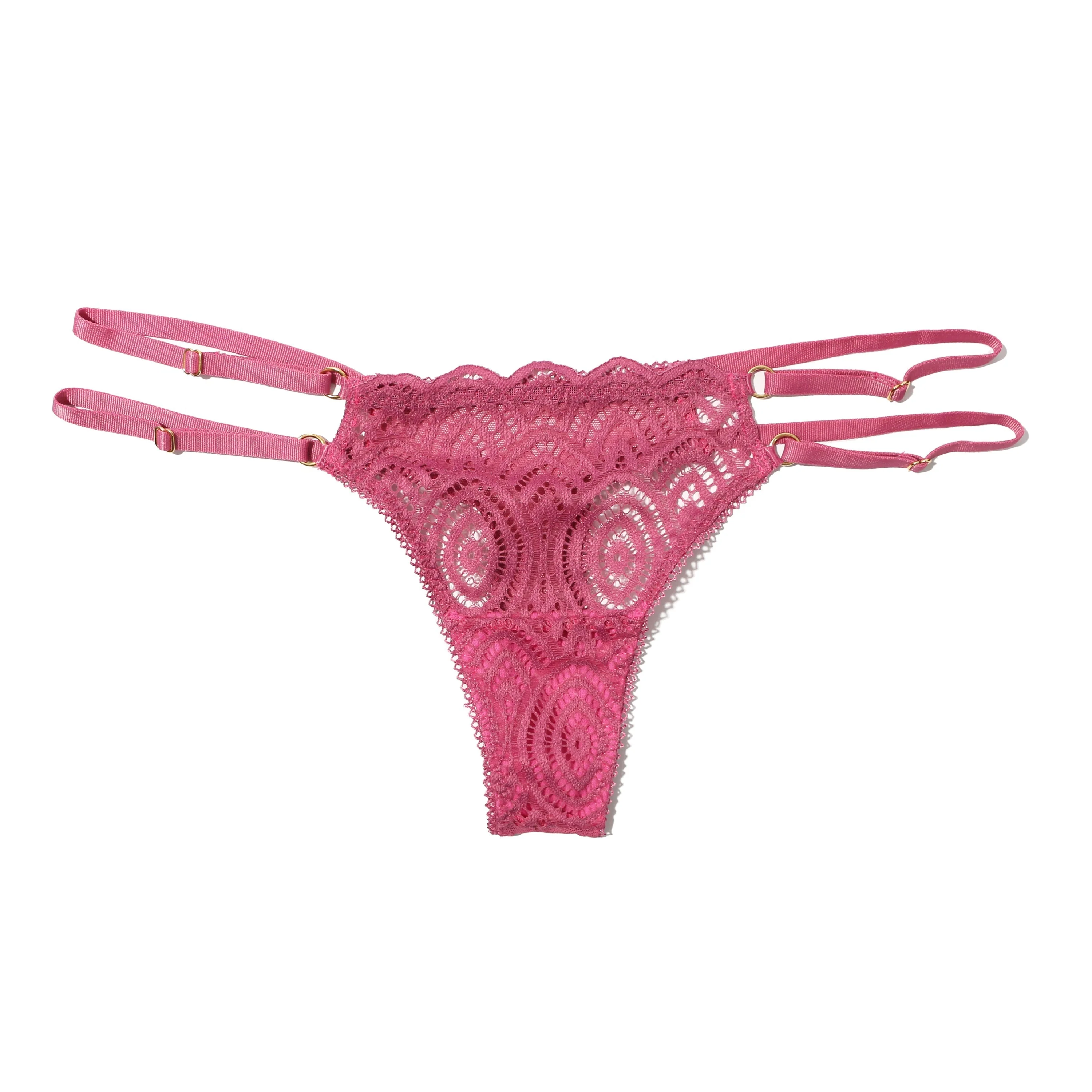 Strappy Lace Thong | Rosehip (Pink) - Image 2