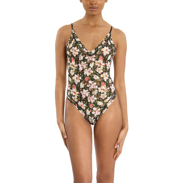 Thong Back Bodysuit | Dark Room Blooms (Black) - Image 2