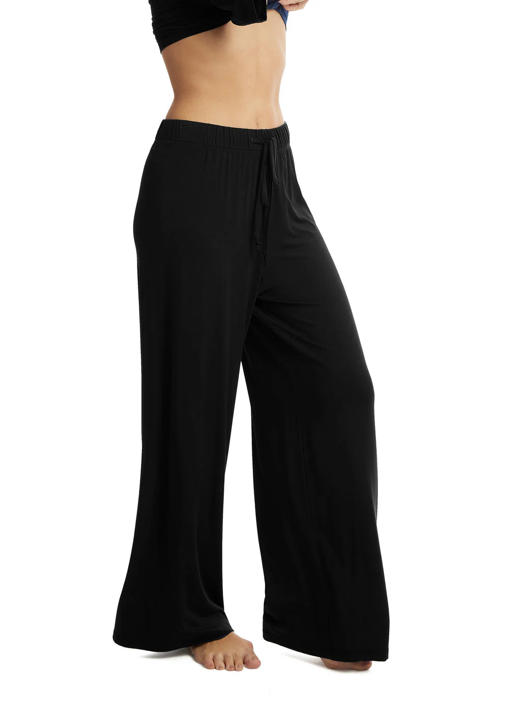 Unwind Modal Drawstring Wide Leg Pant | Black - Image 2