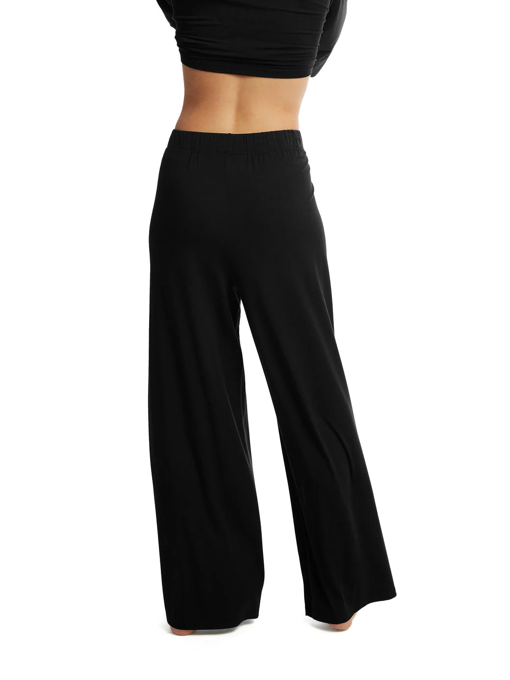 Unwind Modal Drawstring Wide Leg Pant | Black - Image 3
