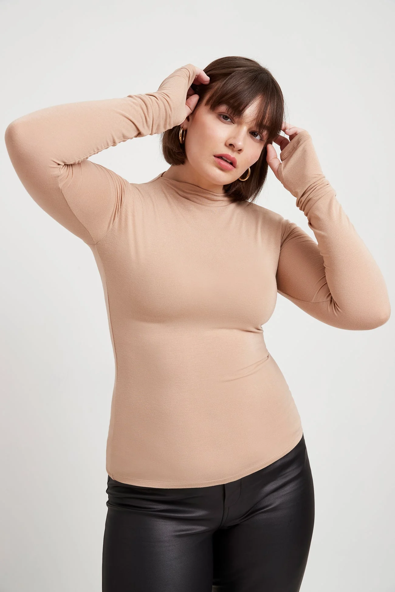 Liana Mock Turtleneck | Light Beige - Image 2