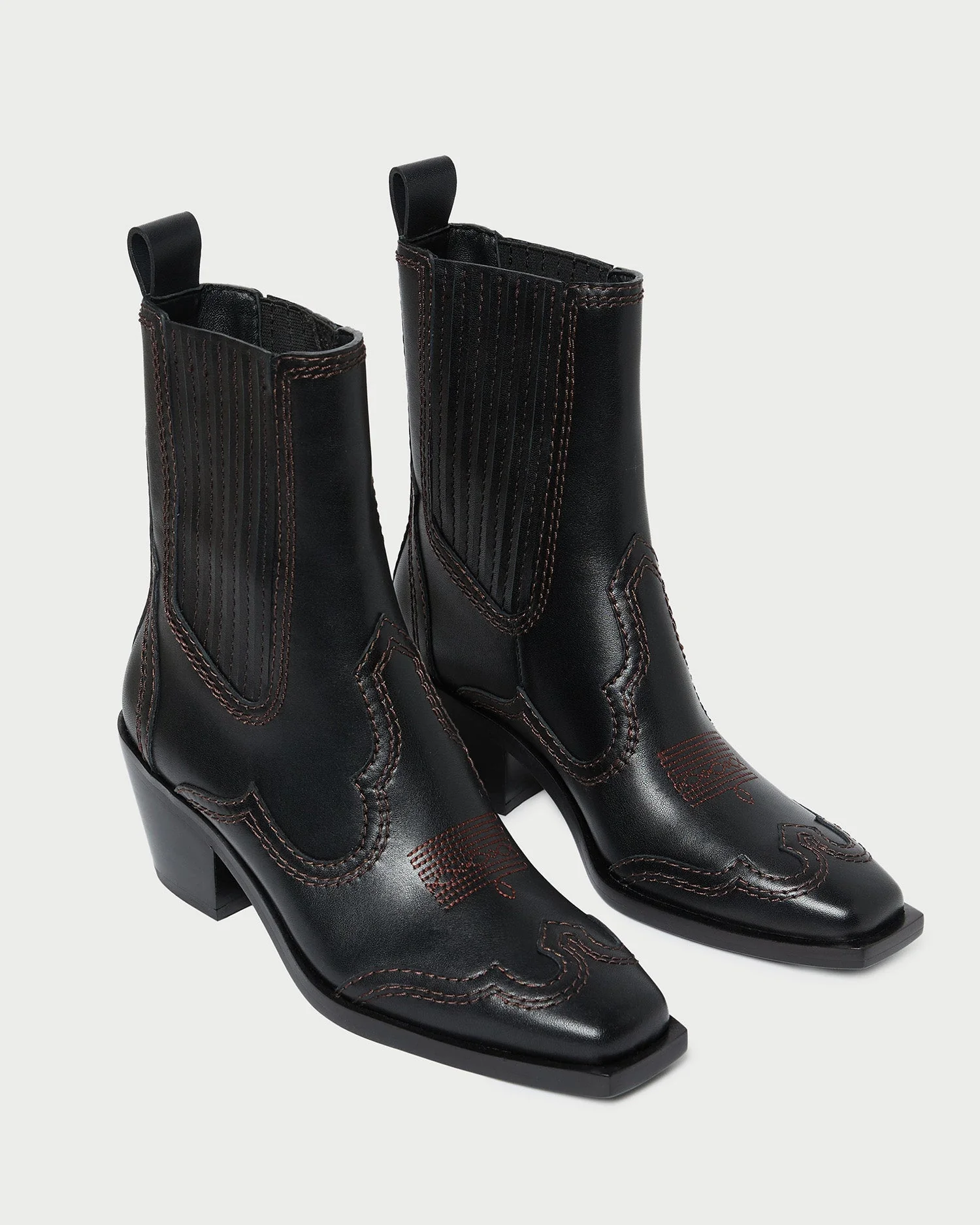 Agnes Leather Western Boot | Black/Brown - Image 3
