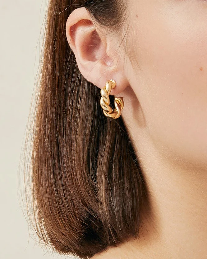 Atlas Twisted Hoop Earrings | Gold - Image 3