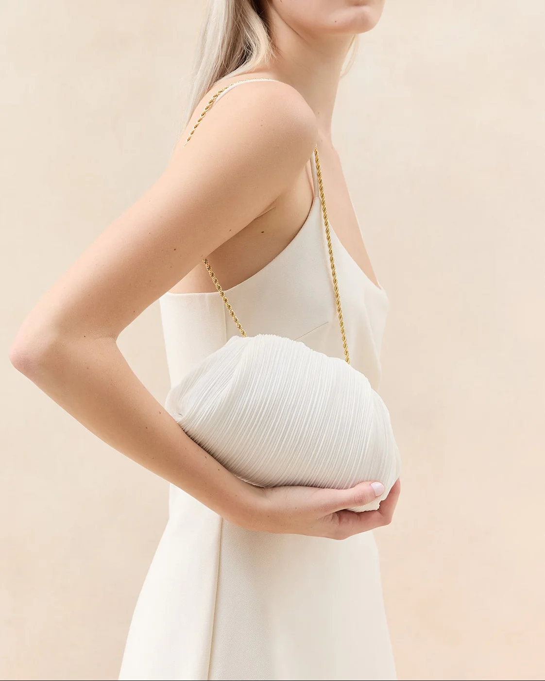 Bailey Pleated Dome Clutch | White - Image 5