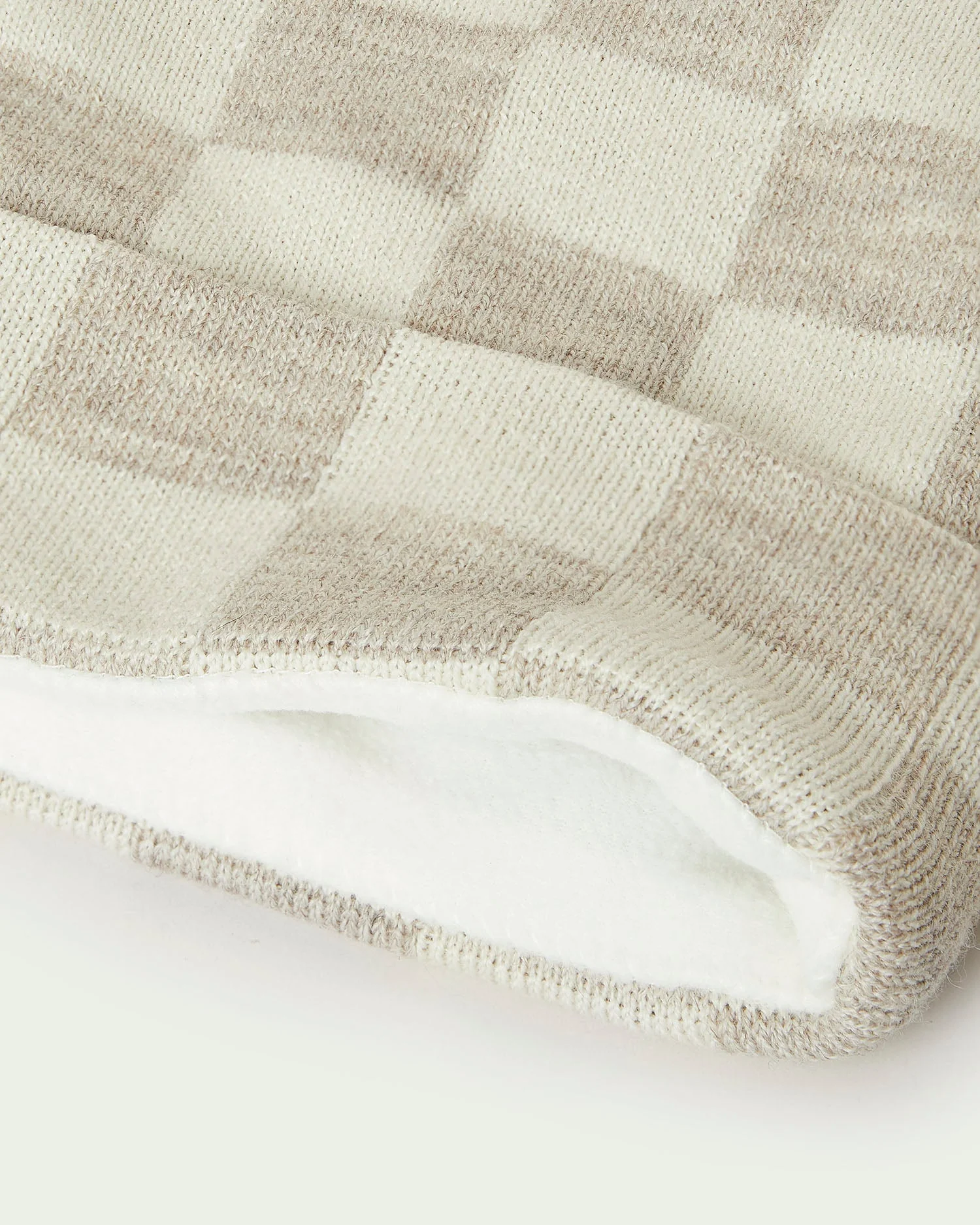 Bartlet Knit Beanie | Oatmeal/Cream Checker - Image 3