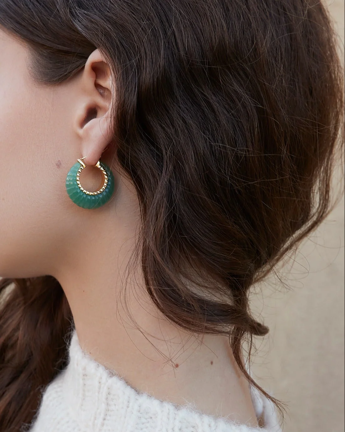 Bernadine Stone Hoop | Jade - Image 3