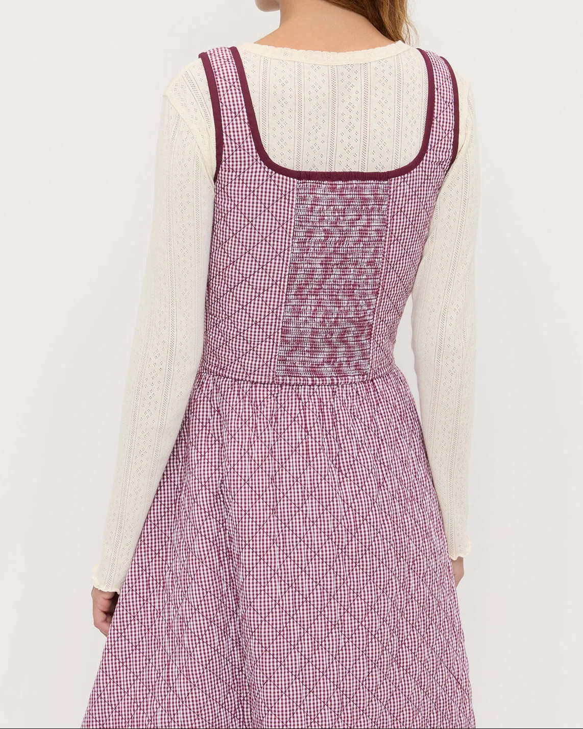 Callista Tie-Front Vest | Maroon Gingham - Image 3