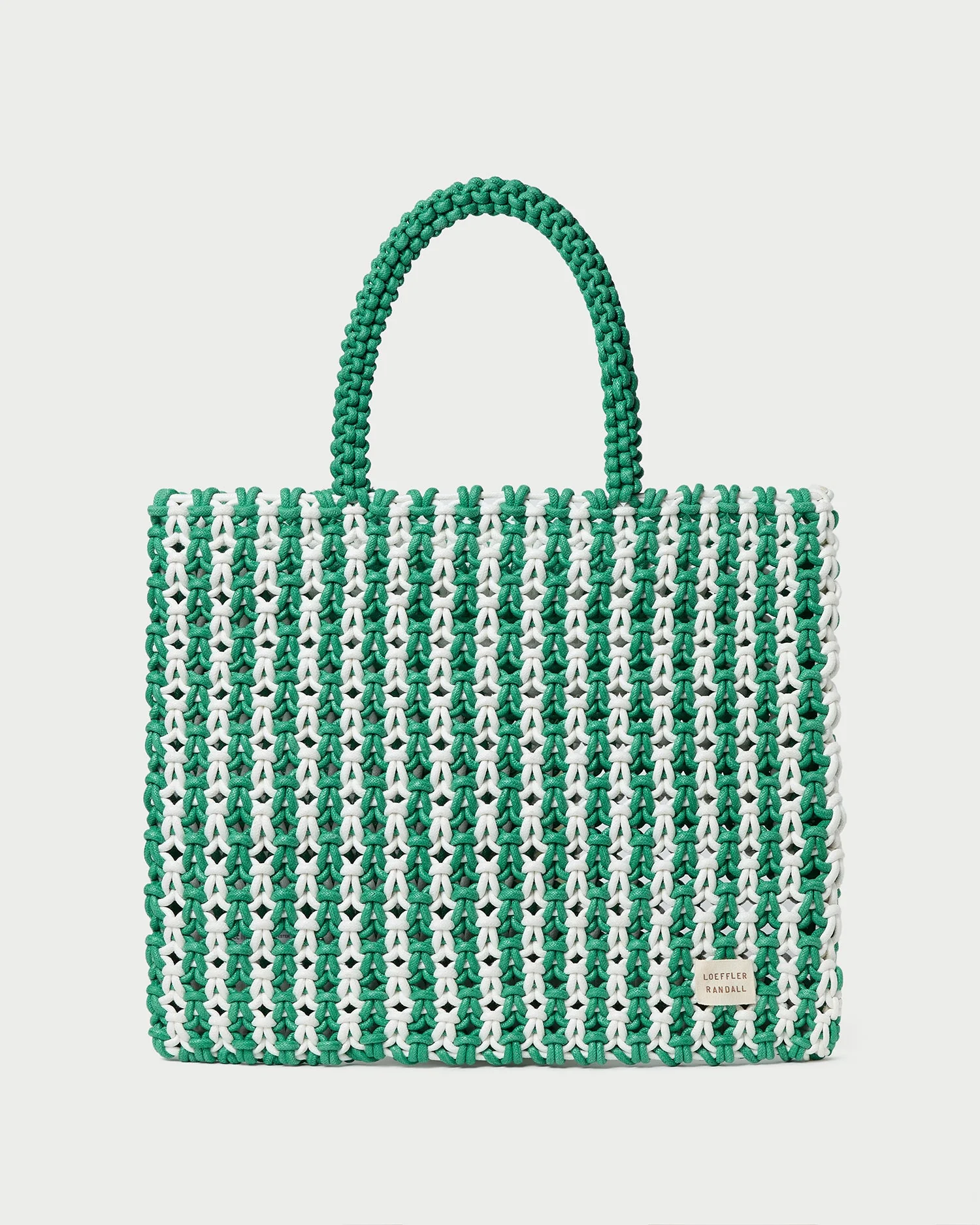 Celia Tote Bag | White/Green Stripe