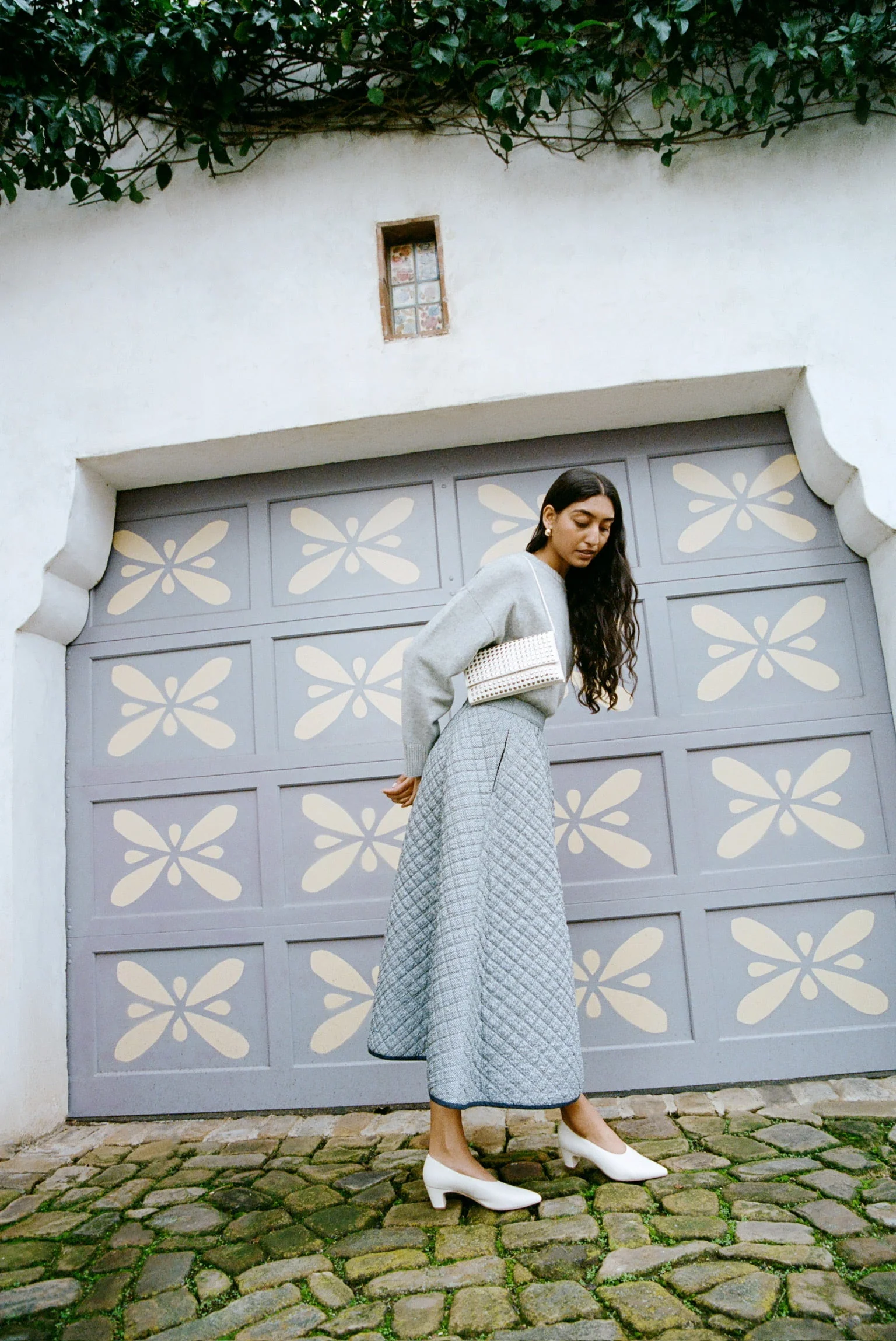 Clara Quilted Skirt | Navy/Navy Gingham - Image 6