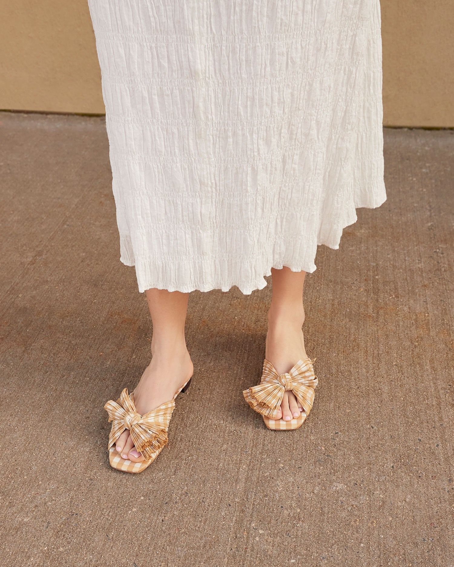 Daphne Bow Slide | Mustard Gingham - Image 5
