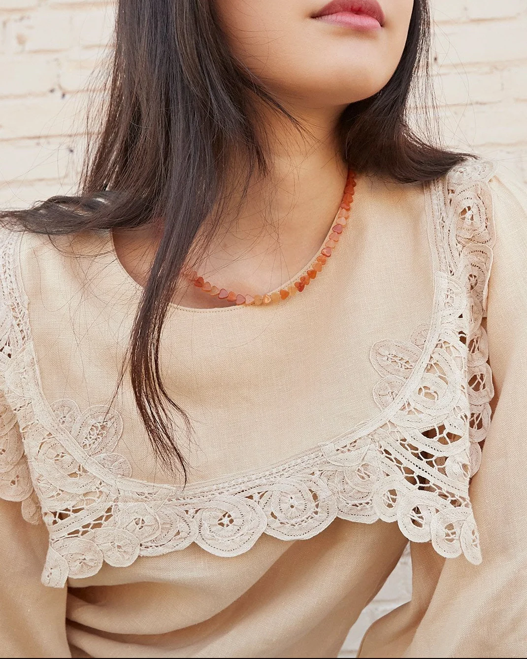 Darby Heart Stone Necklace | Pink - Image 3