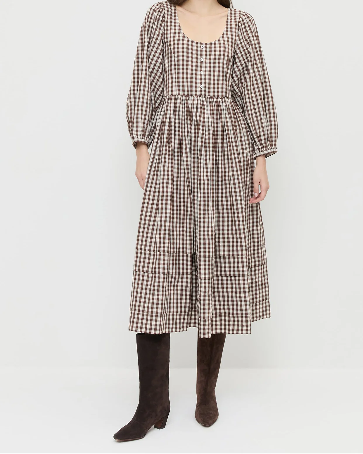 Diane Dress | Brown/Cream Gingham - Image 2
