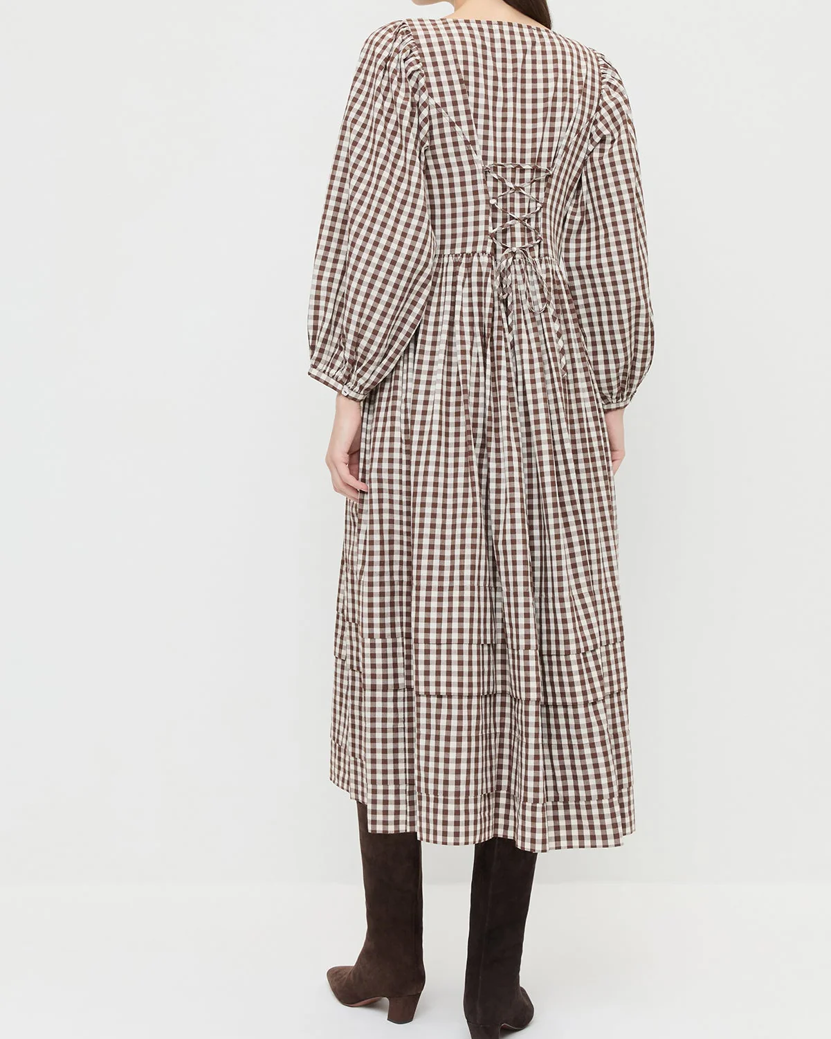 Diane Dress | Brown/Cream Gingham - Image 3