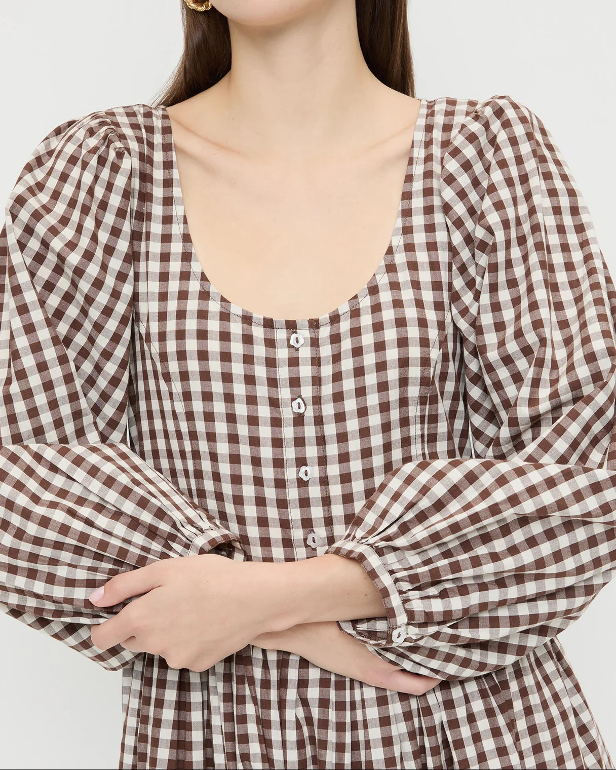 Diane Dress | Brown/Cream Gingham - Image 4