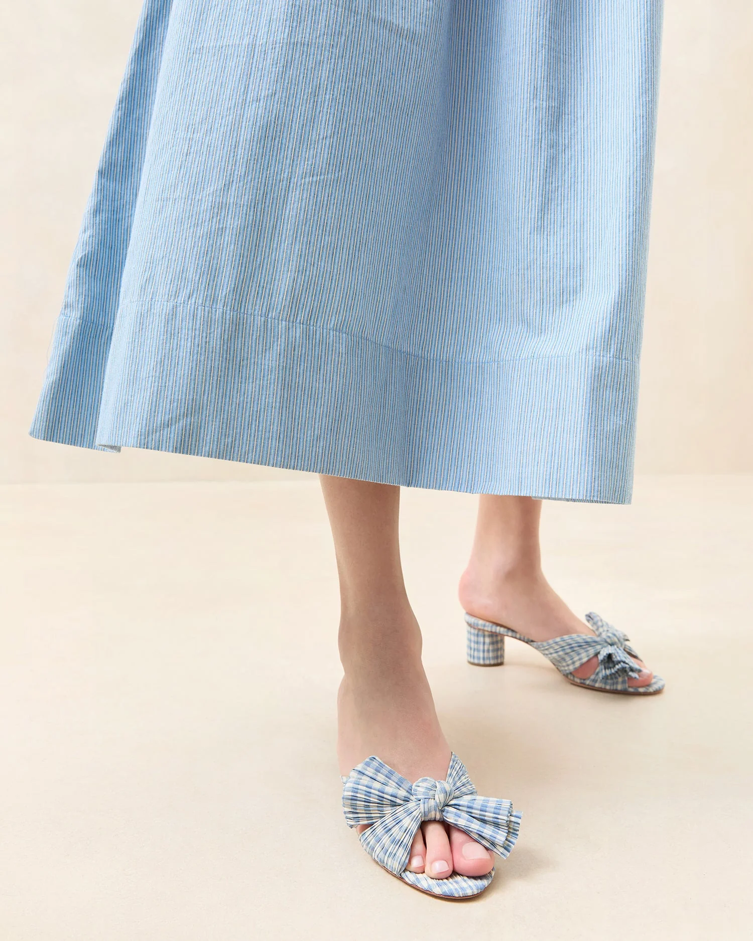 Emilia Bow Heel | Blue Gingham - Image 2
