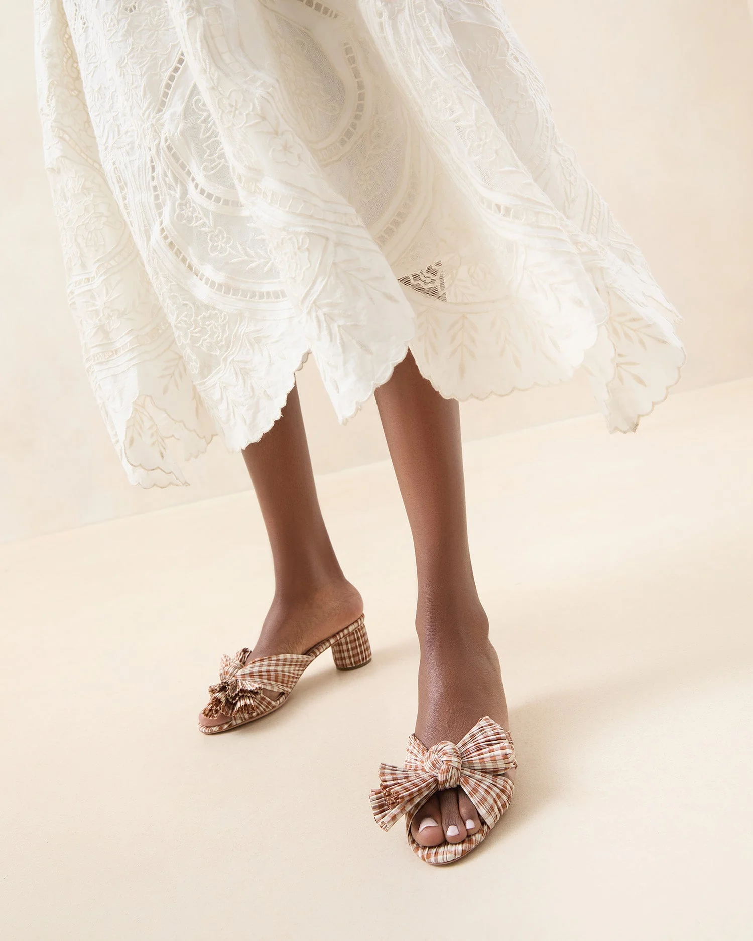 Emilia Bow Heel | Brown Gingham - Image 2