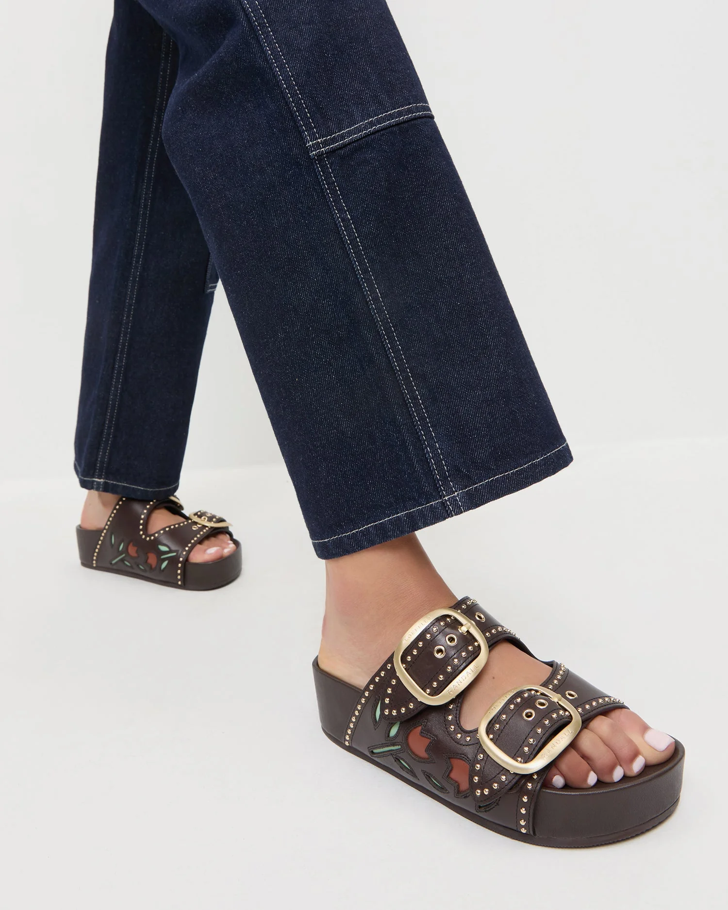 Eve Tulip Two-Band Sandal | Brown - Image 2
