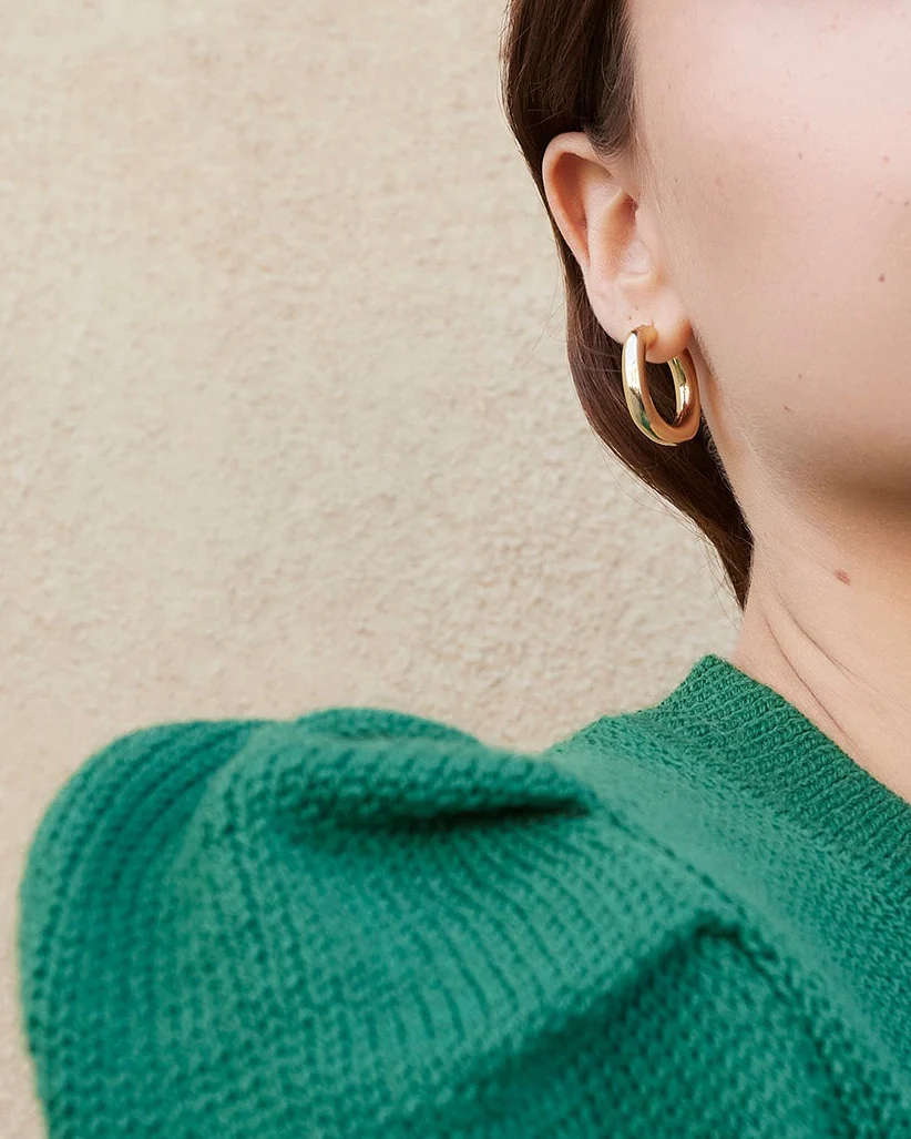 Faustine Rounded Square Hoop | Gold - Image 3