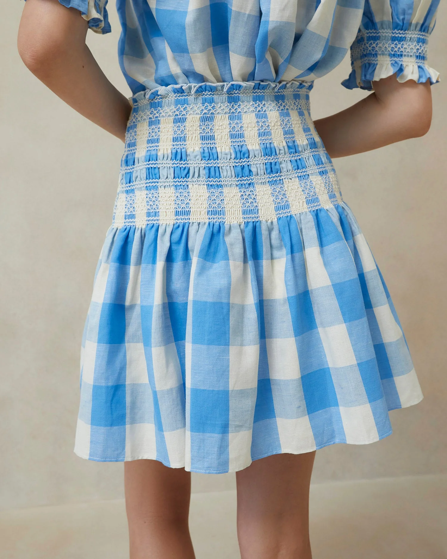 Gilles Smocked Skirt | Blue Gingham - Image 3