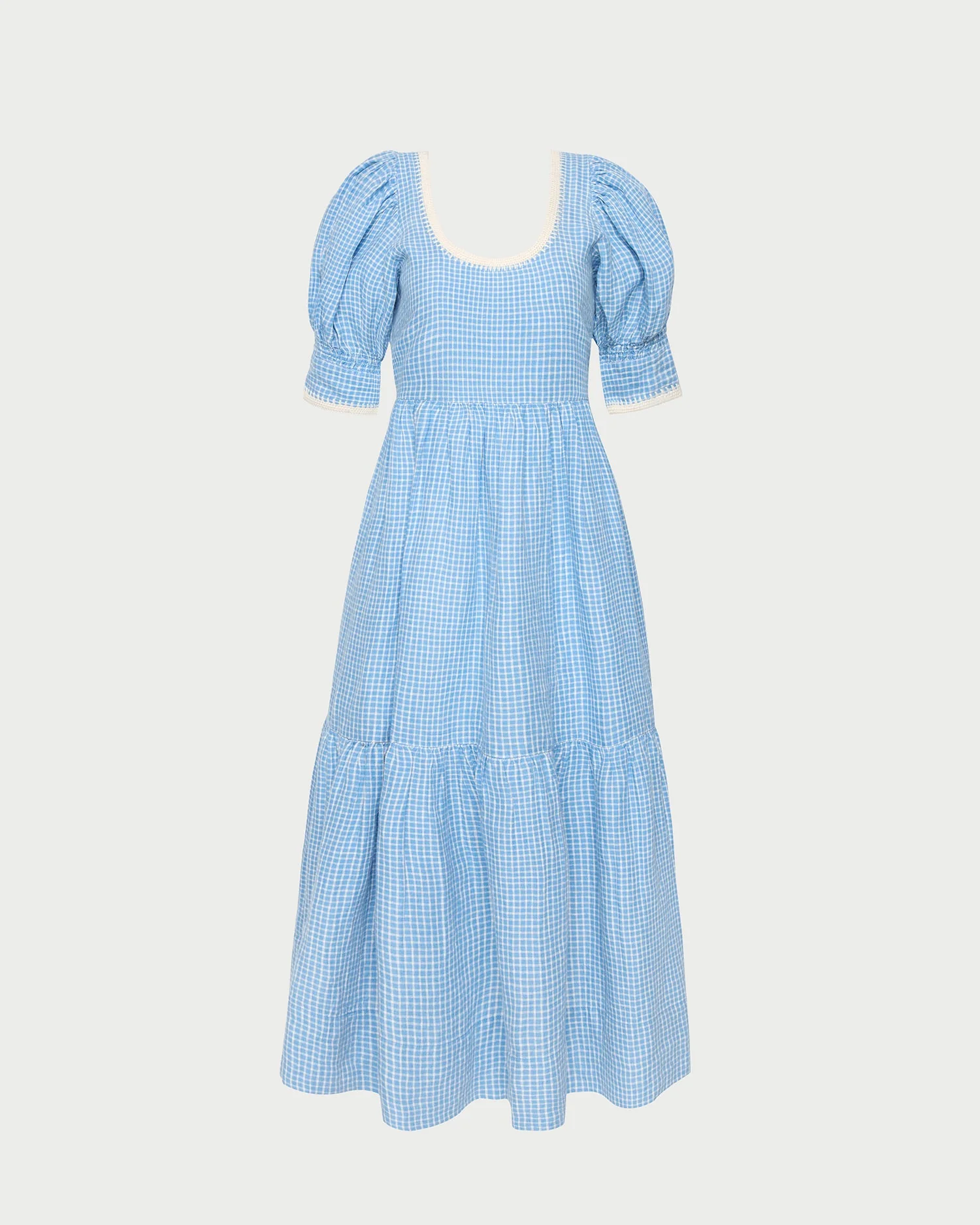 Gillian Puff-Sleeve Dress | Blue Check