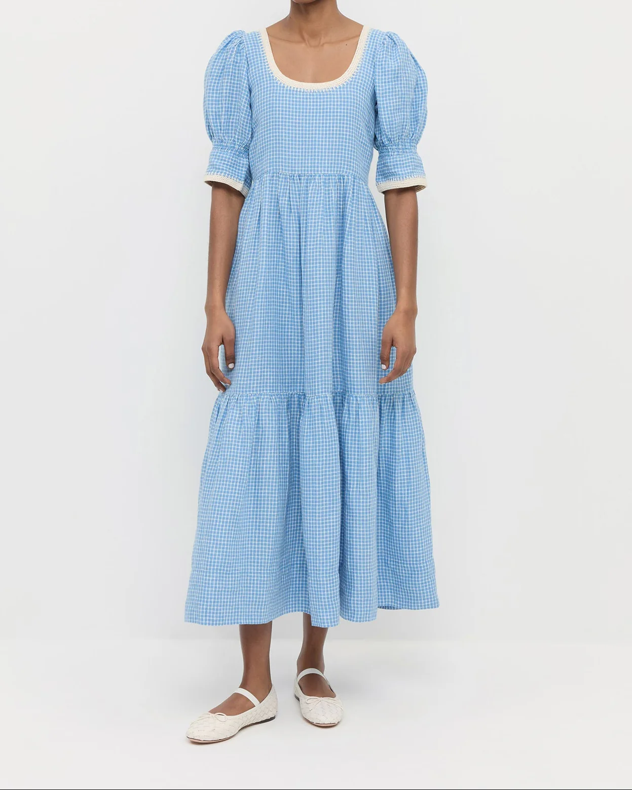 Gillian Puff-Sleeve Dress | Blue Check - Image 2