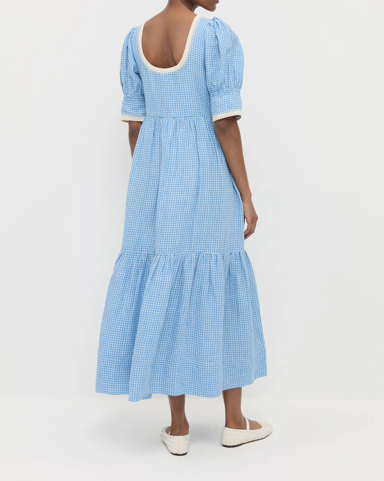 Gillian Puff-Sleeve Dress | Blue Check - Image 3