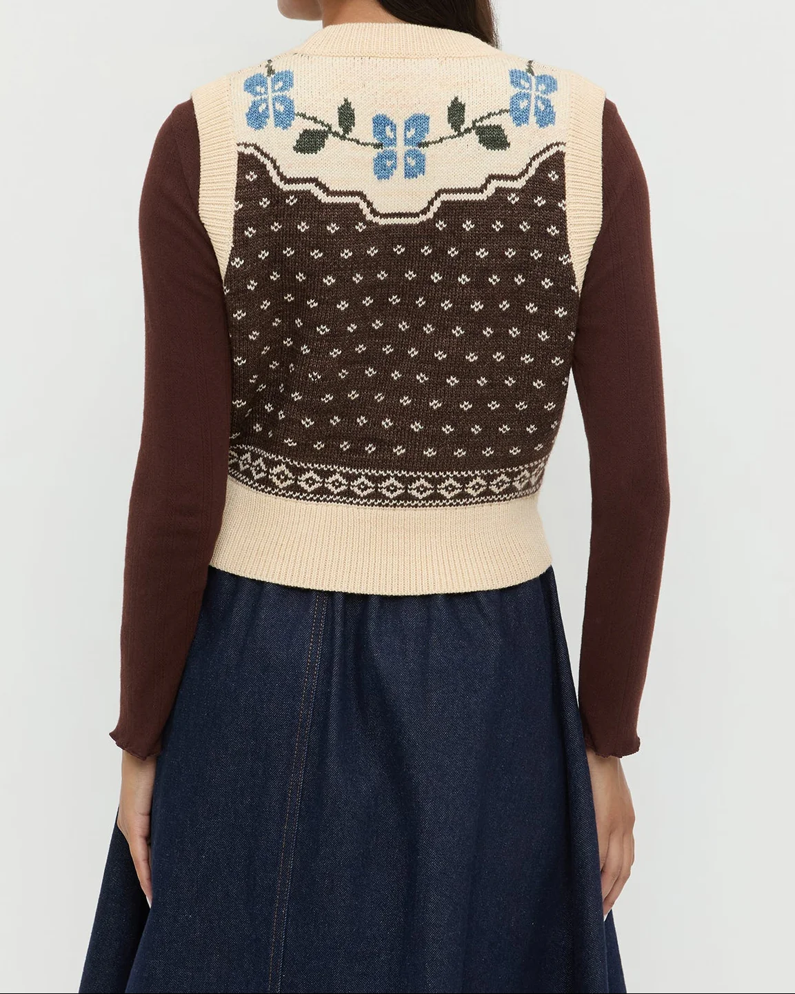 Heather Sweater Vest | Brown/Cream - Image 3