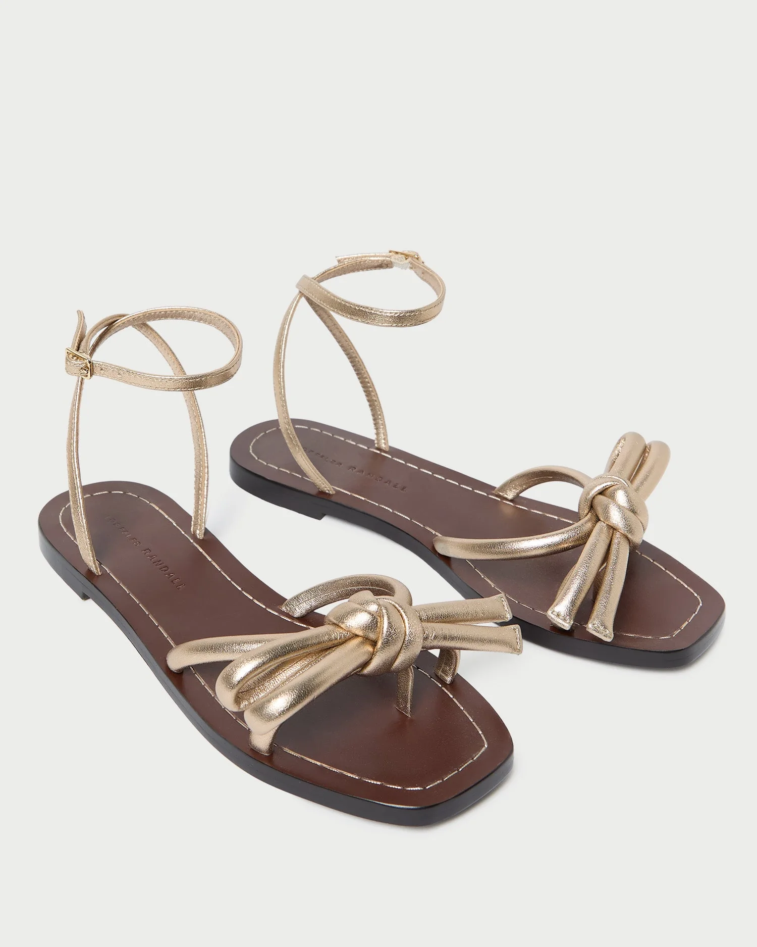 Henriette Leather Bow Sandal | Champagne - Image 2