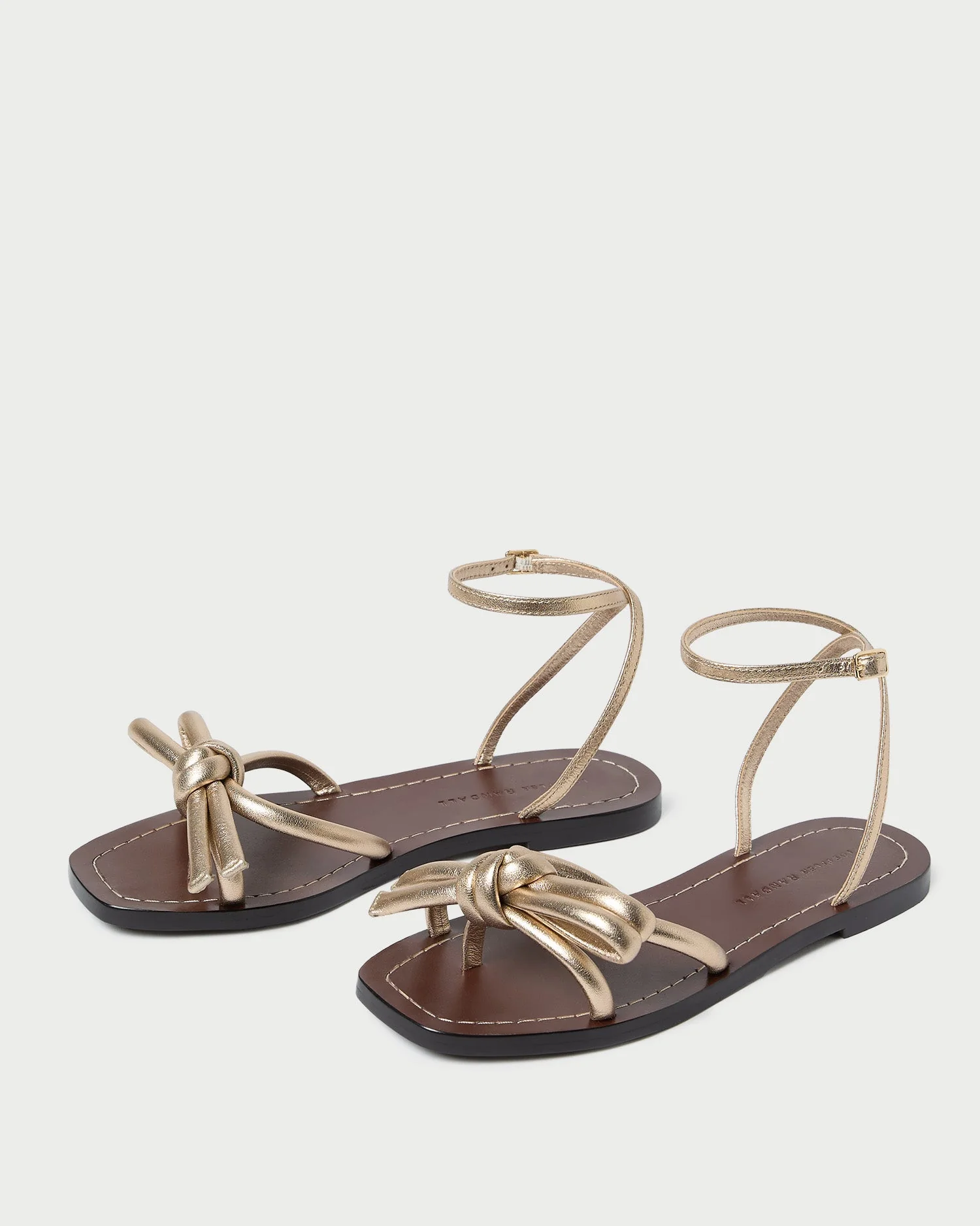 Henriette Leather Bow Sandal | Champagne - Image 3